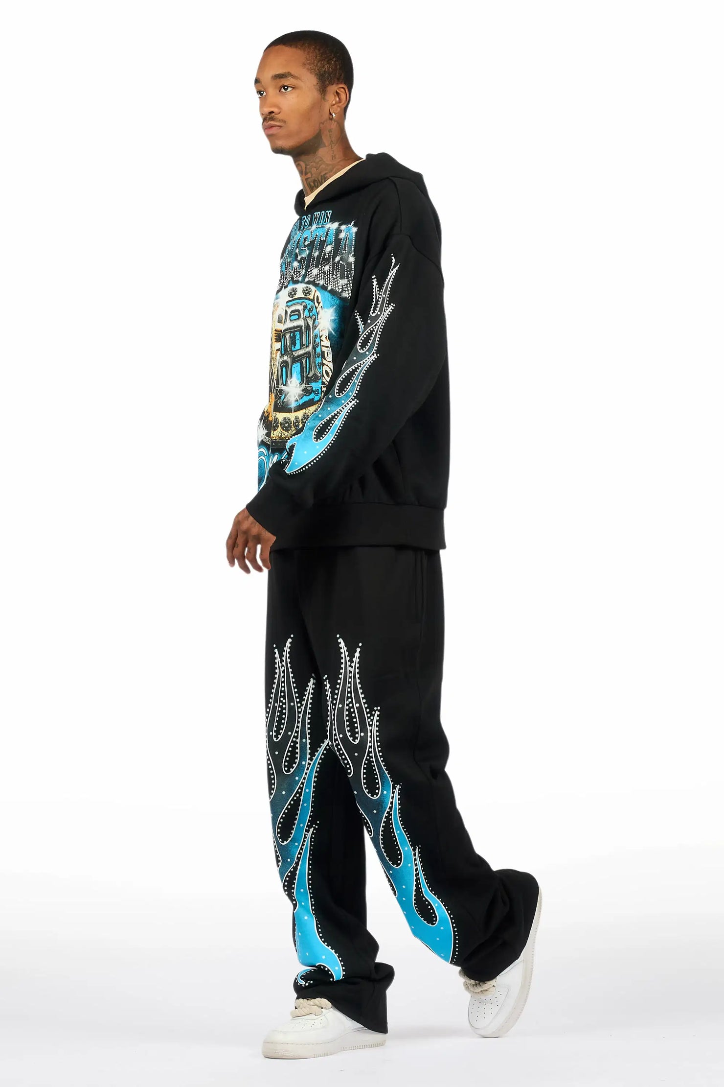 Glans Black Hoodie/Baggy Pant Track Set