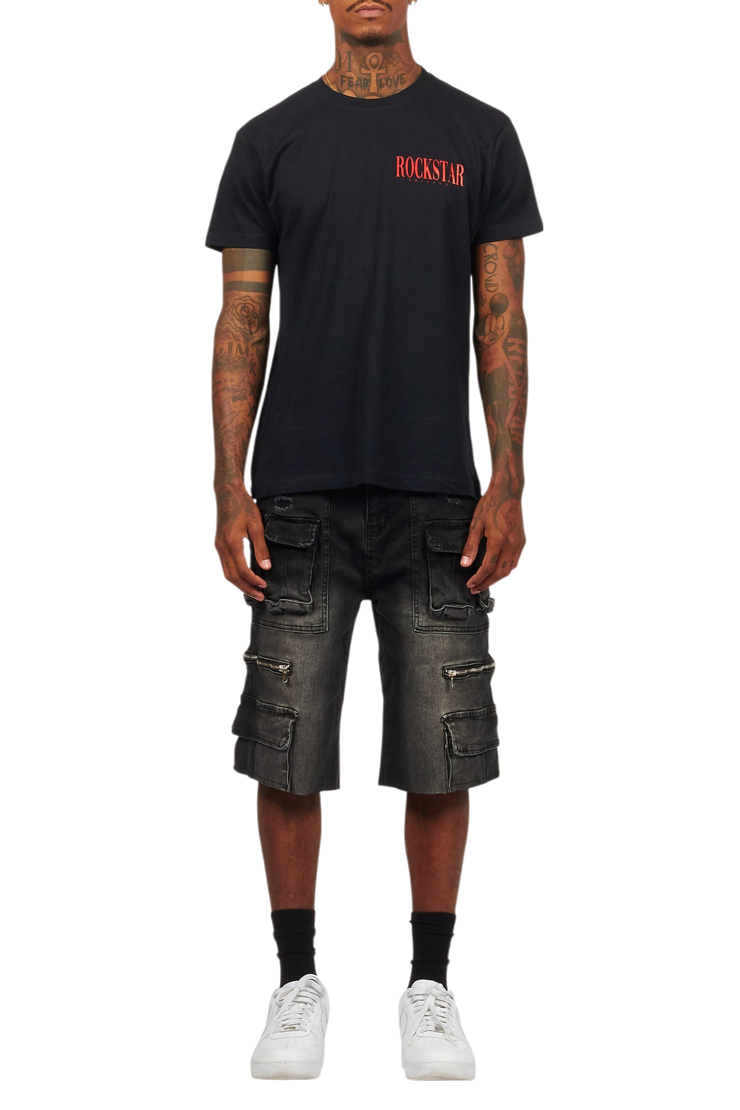 Dayte Nite Black/Red T-Shirt/Denim Short Set