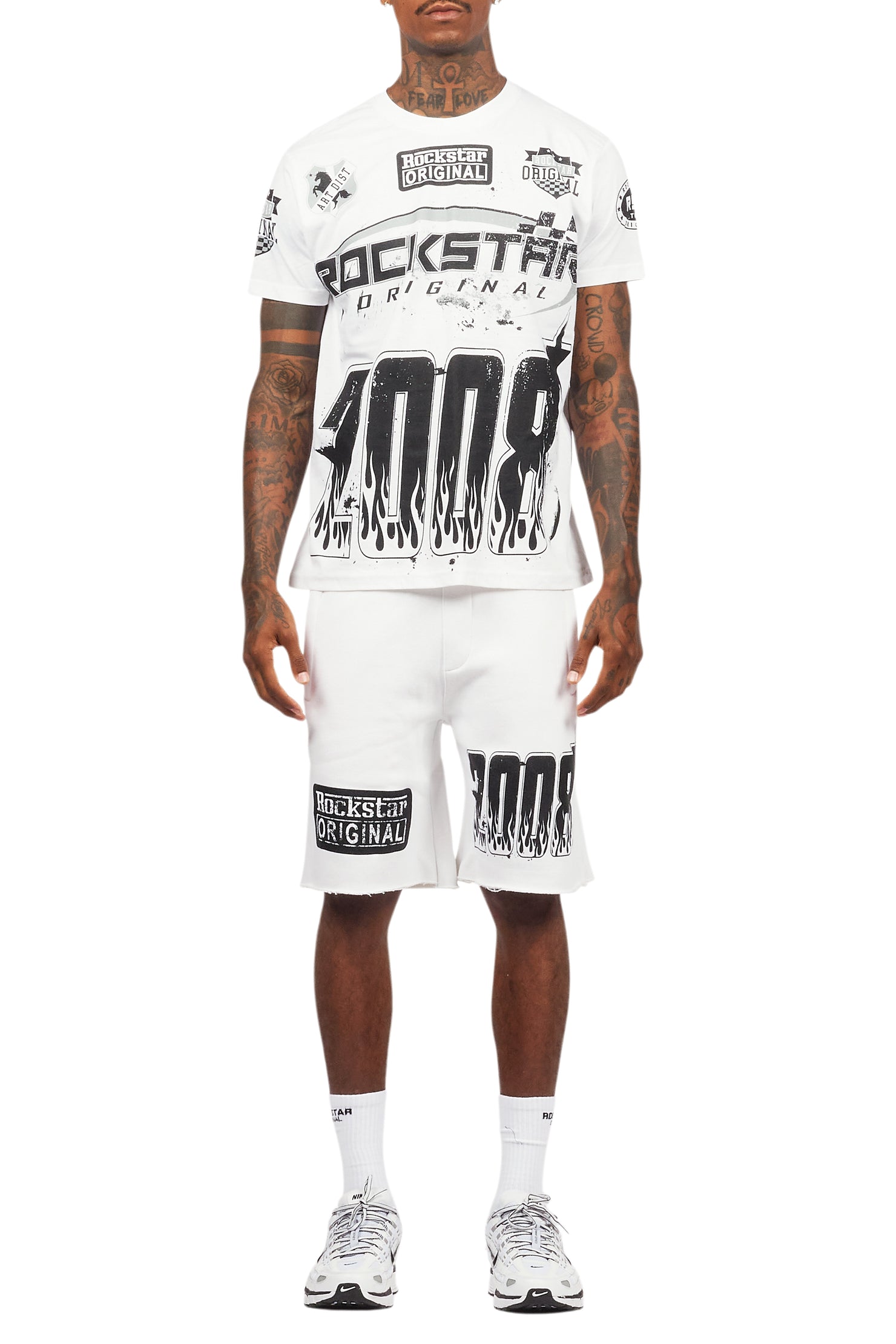Amos White T-Shirt/Raw Edge Short Set