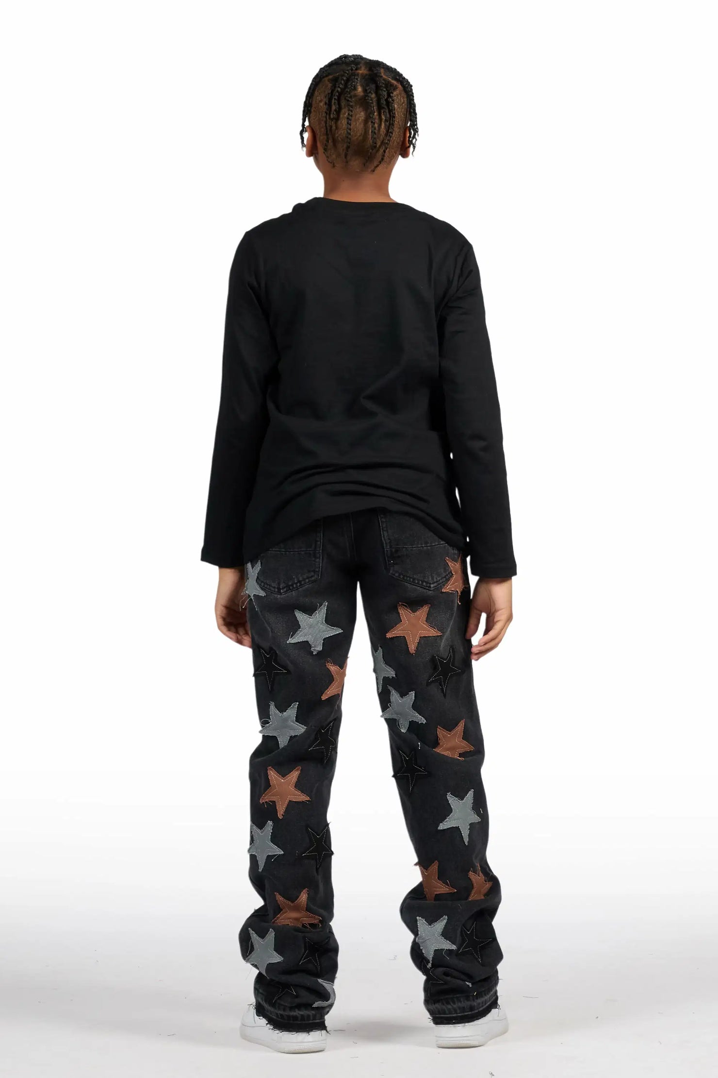 Boys StarLane Dark Grey Stacked Flare Jean