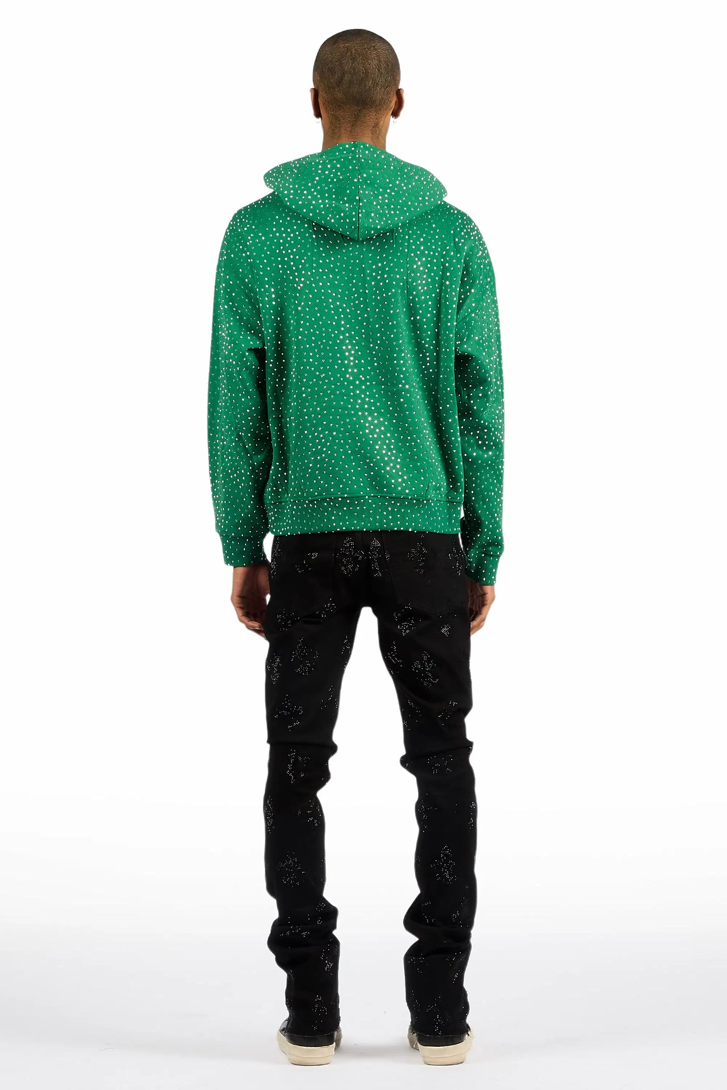 Shyne Black Rhinestone Stacked Flare Jean