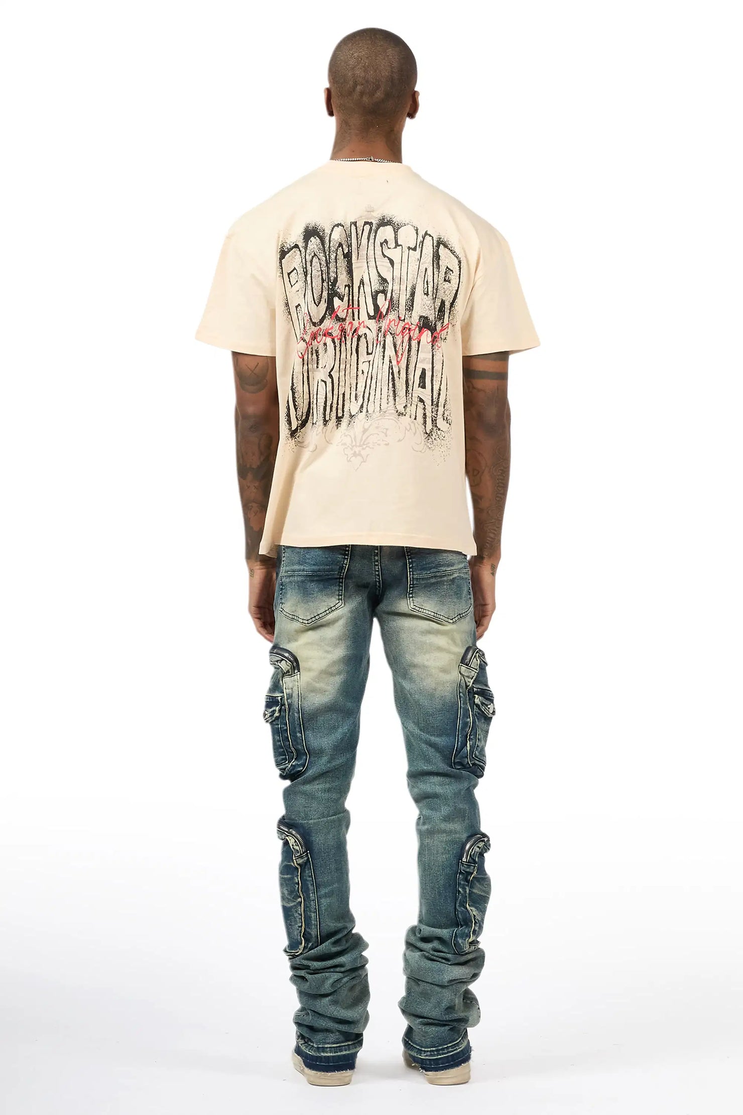 Allen Tint Blue Super Stacked Flare Jean