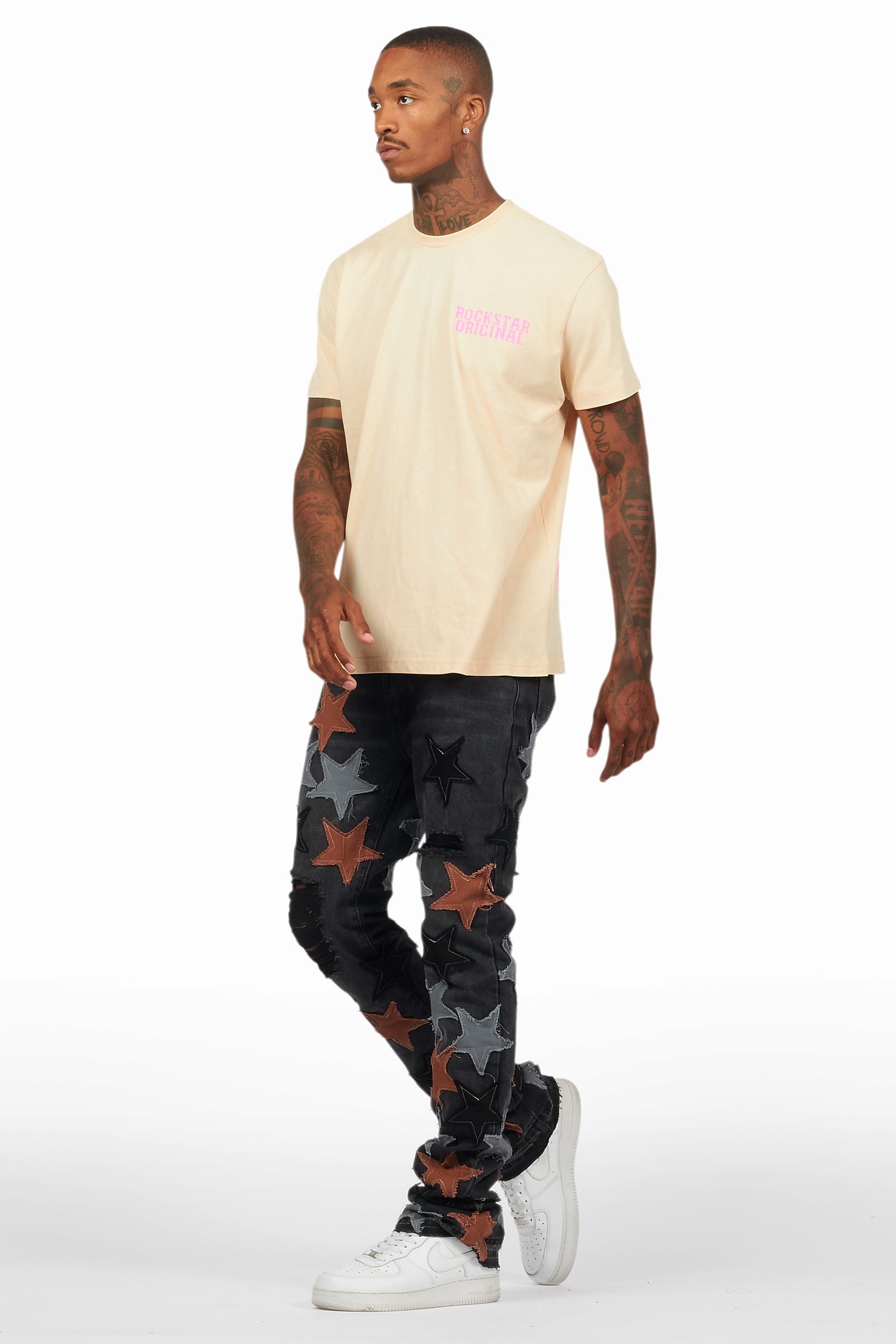 StarLane Dark Grey Stacked Flare Jean