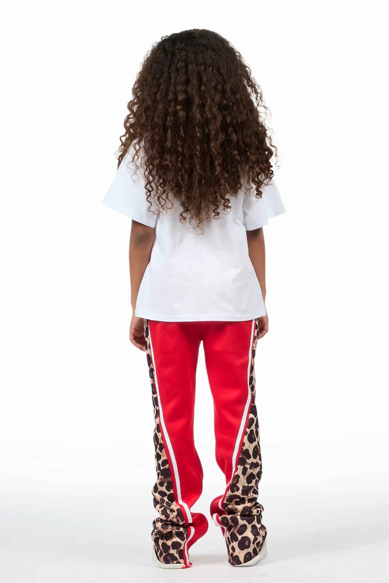 Girls Soana Red Stacked Track Pant