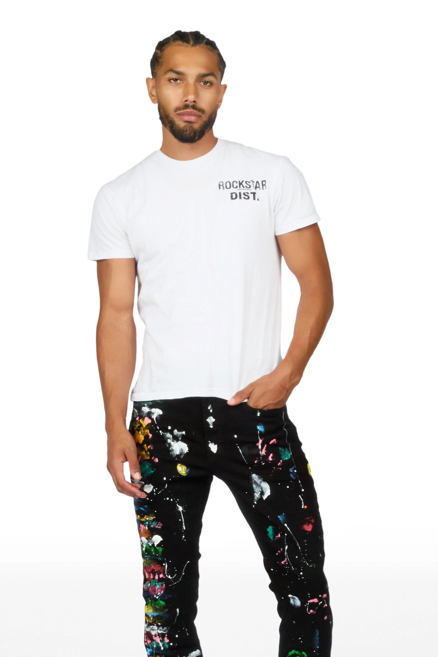 Antoni Black Painter Stacked Flare Jean