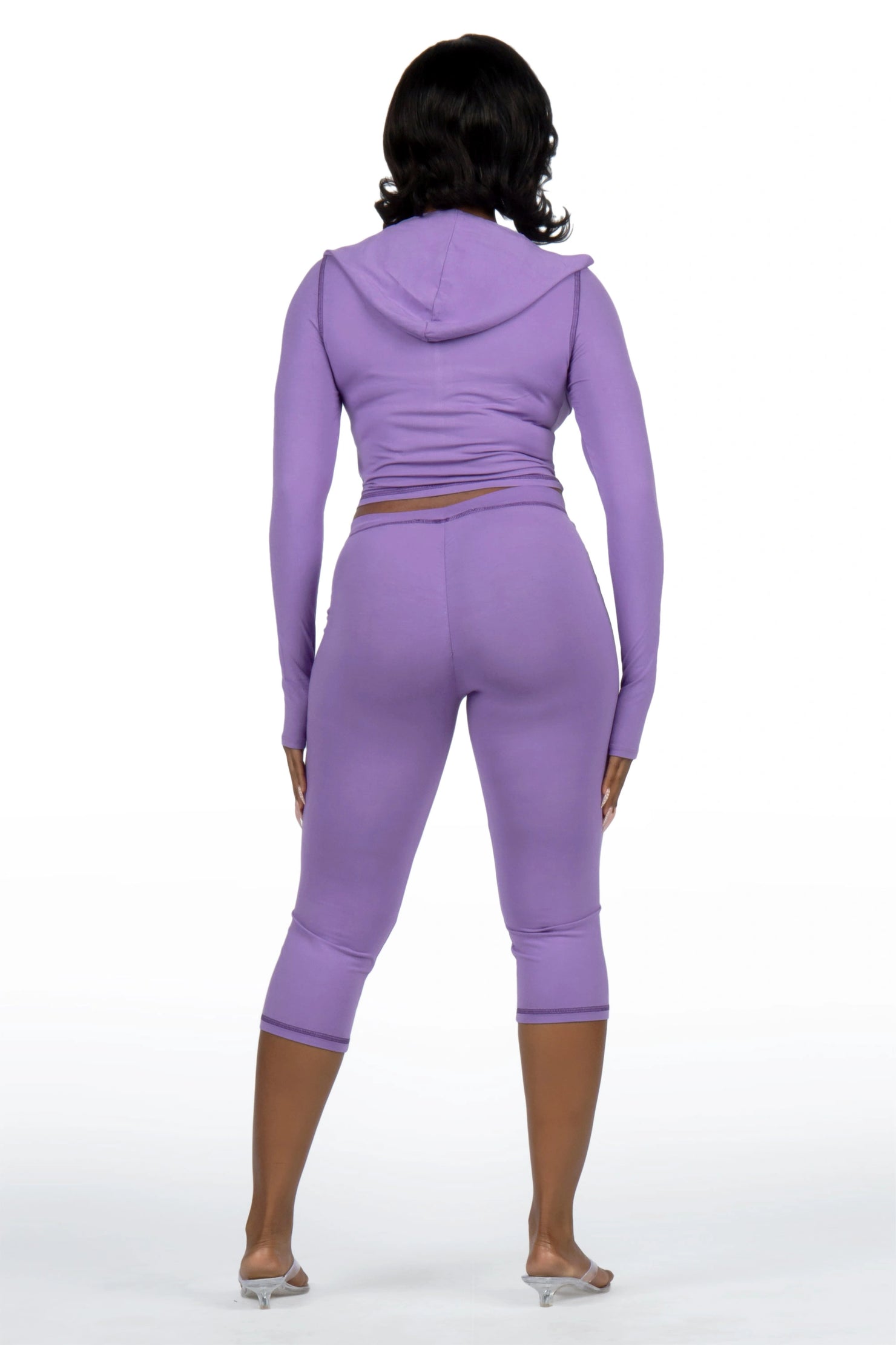 Sharina Purple Zip Up Capri Set