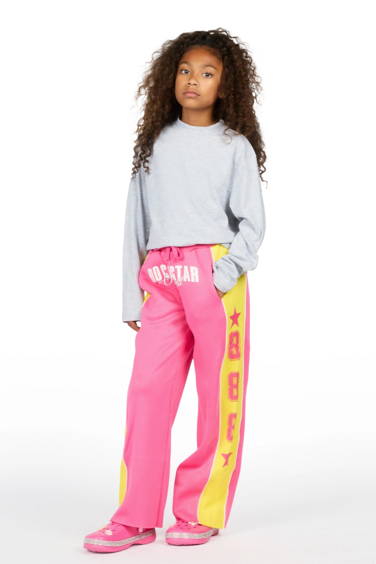 Girls Airelle Pink/Yellow Baggy Track Pant