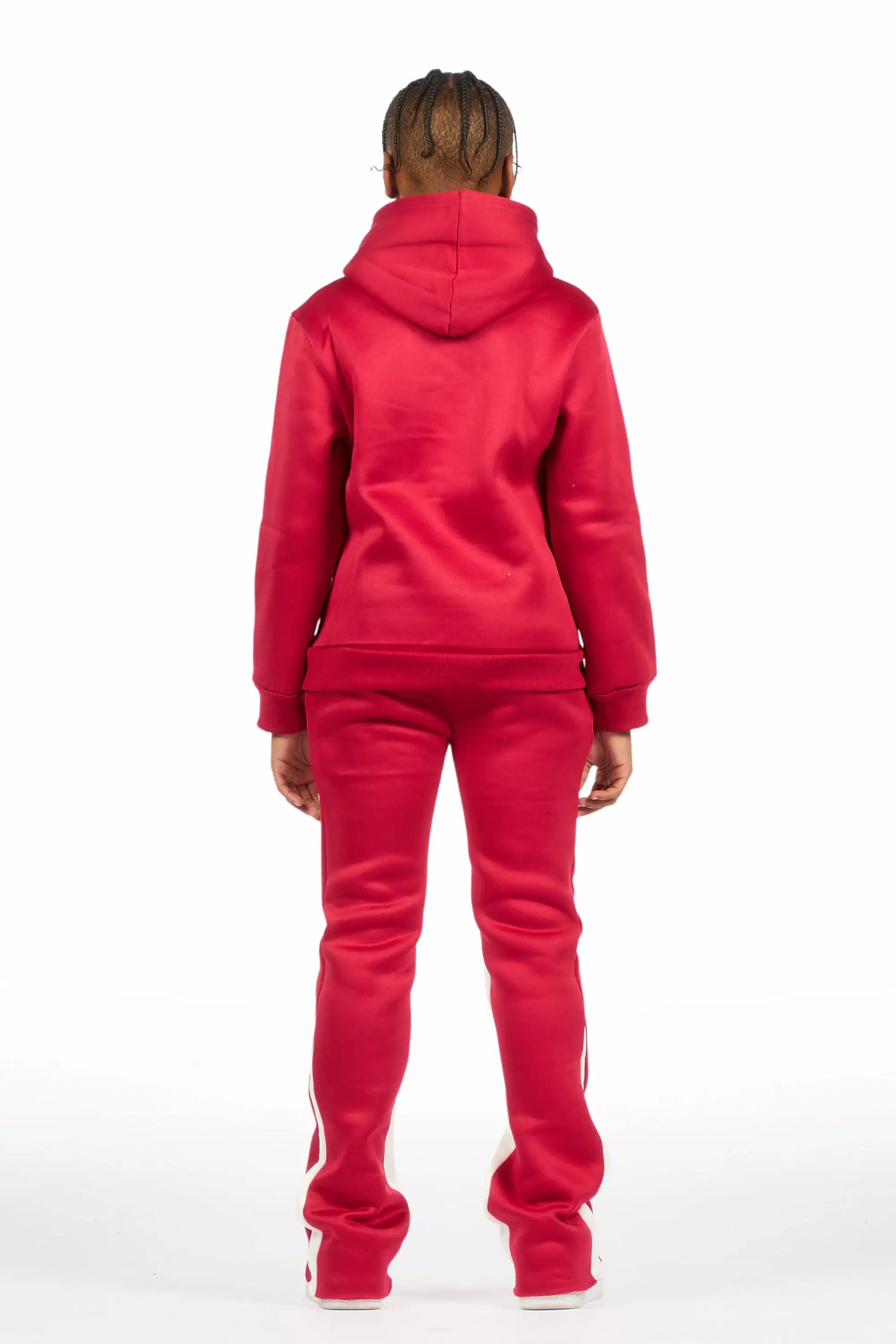 Boys Thierry Burgundy/White Stacked Flare Track Pant Set