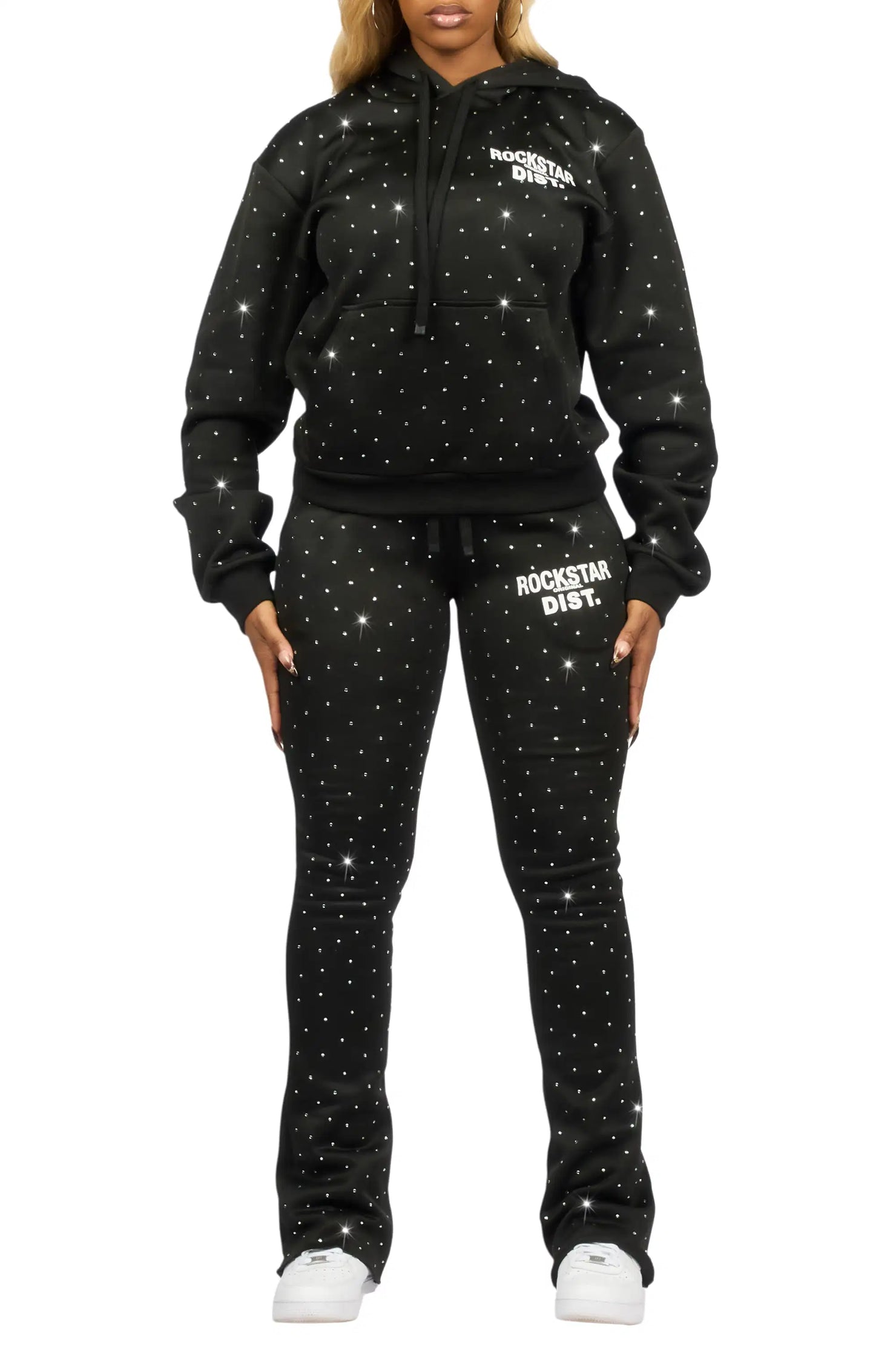 Shamoney Black Rhinestone Stacked Track Set