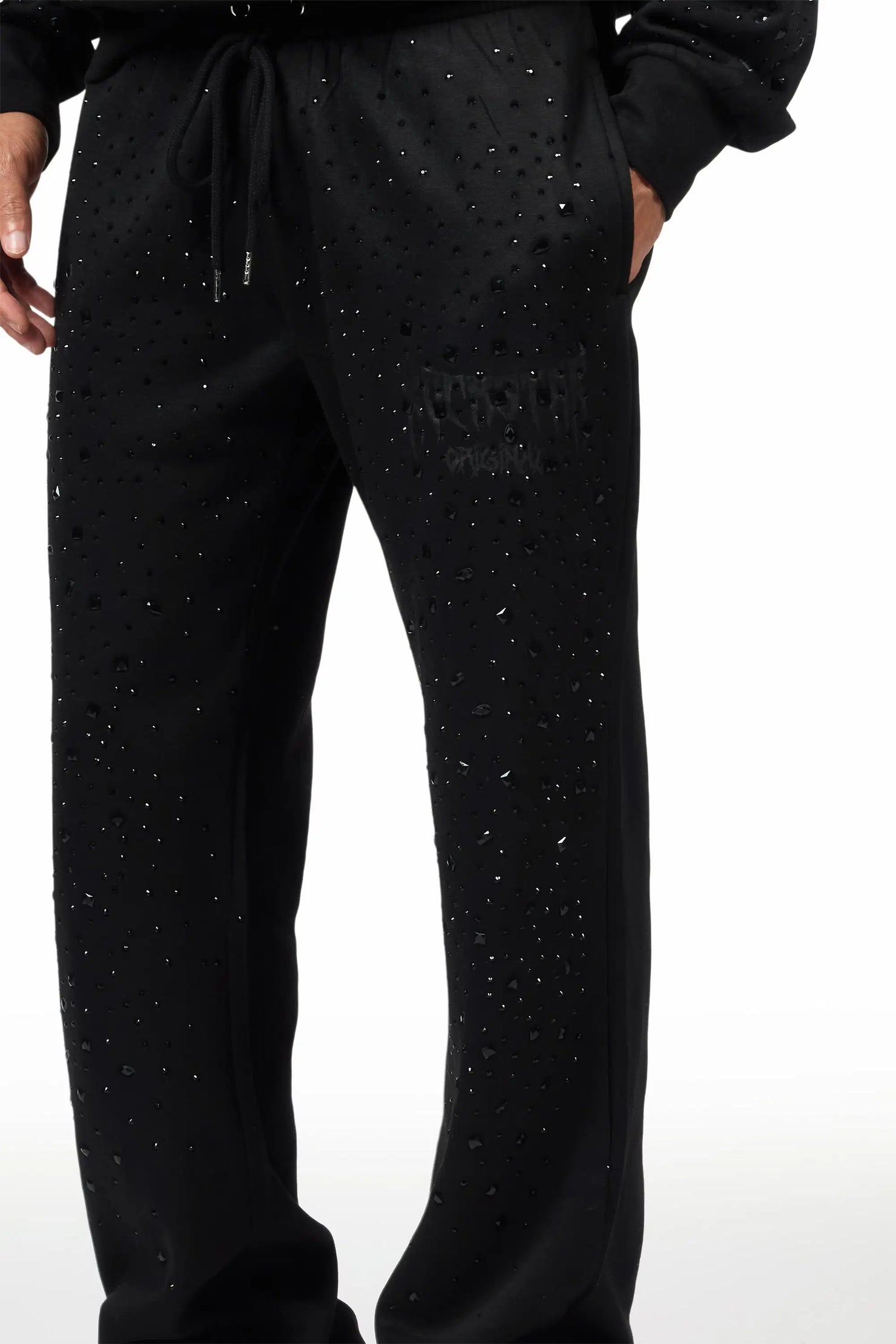 Twinkle Black/Black Rhinestone Hoodie Relaxed Track Set