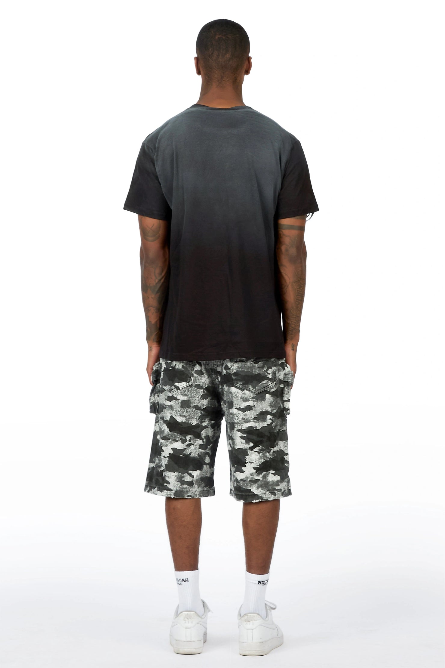 Savion Grey Camo Denim Short