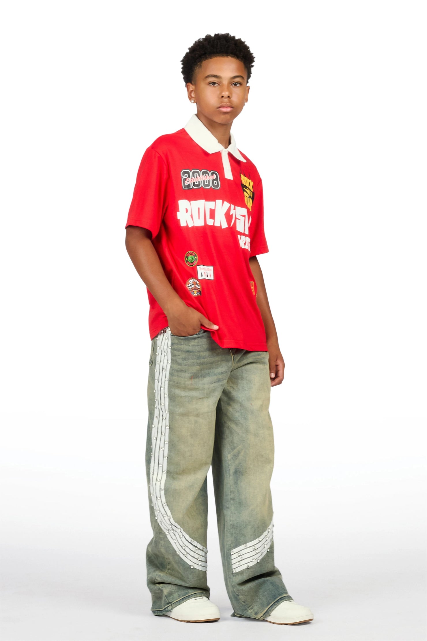 Boys Zayven Tint Blue Baggy Fit Jean
