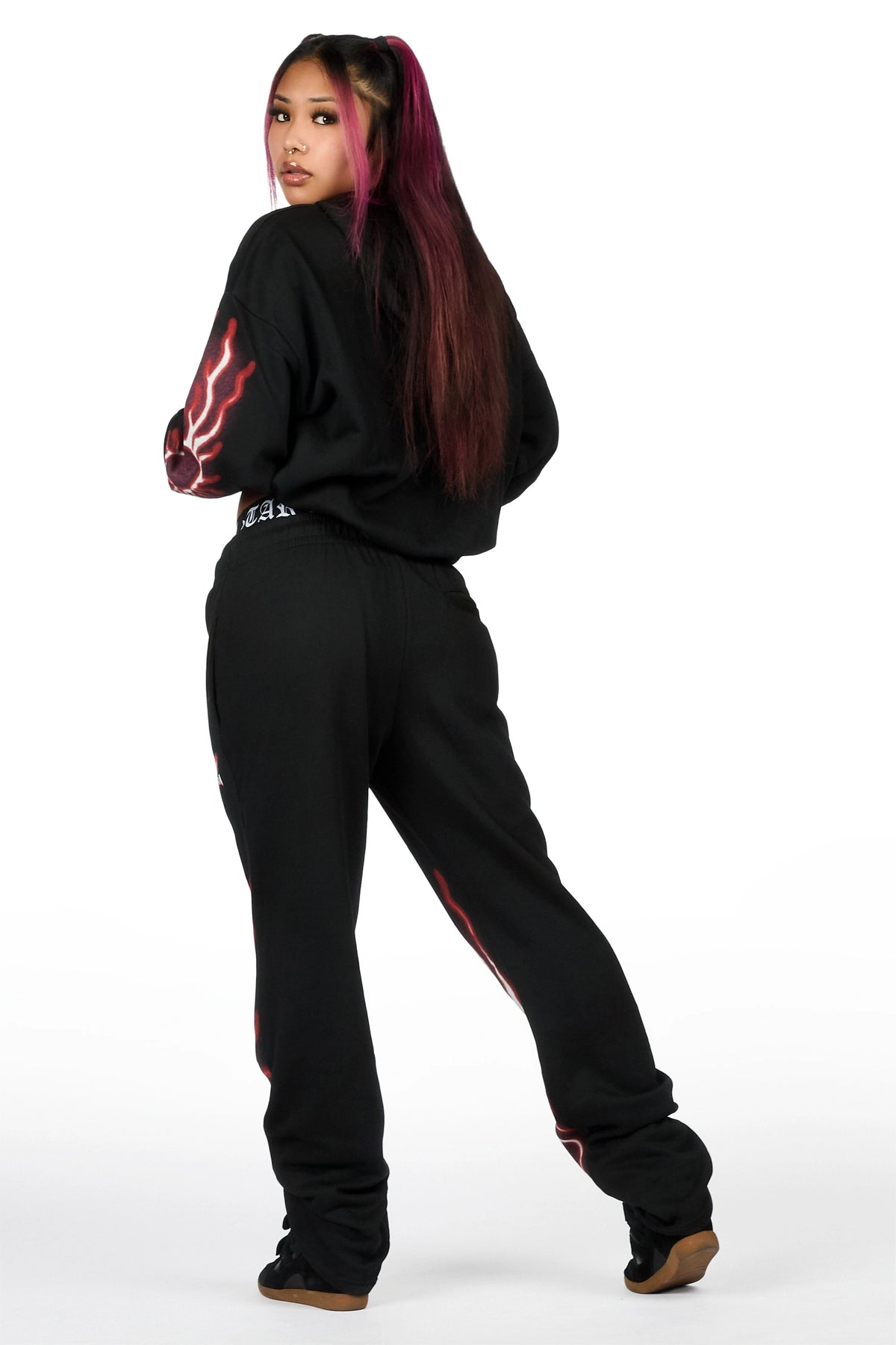 Xandria Black/Red Graphic Baggy Fit Track Set
