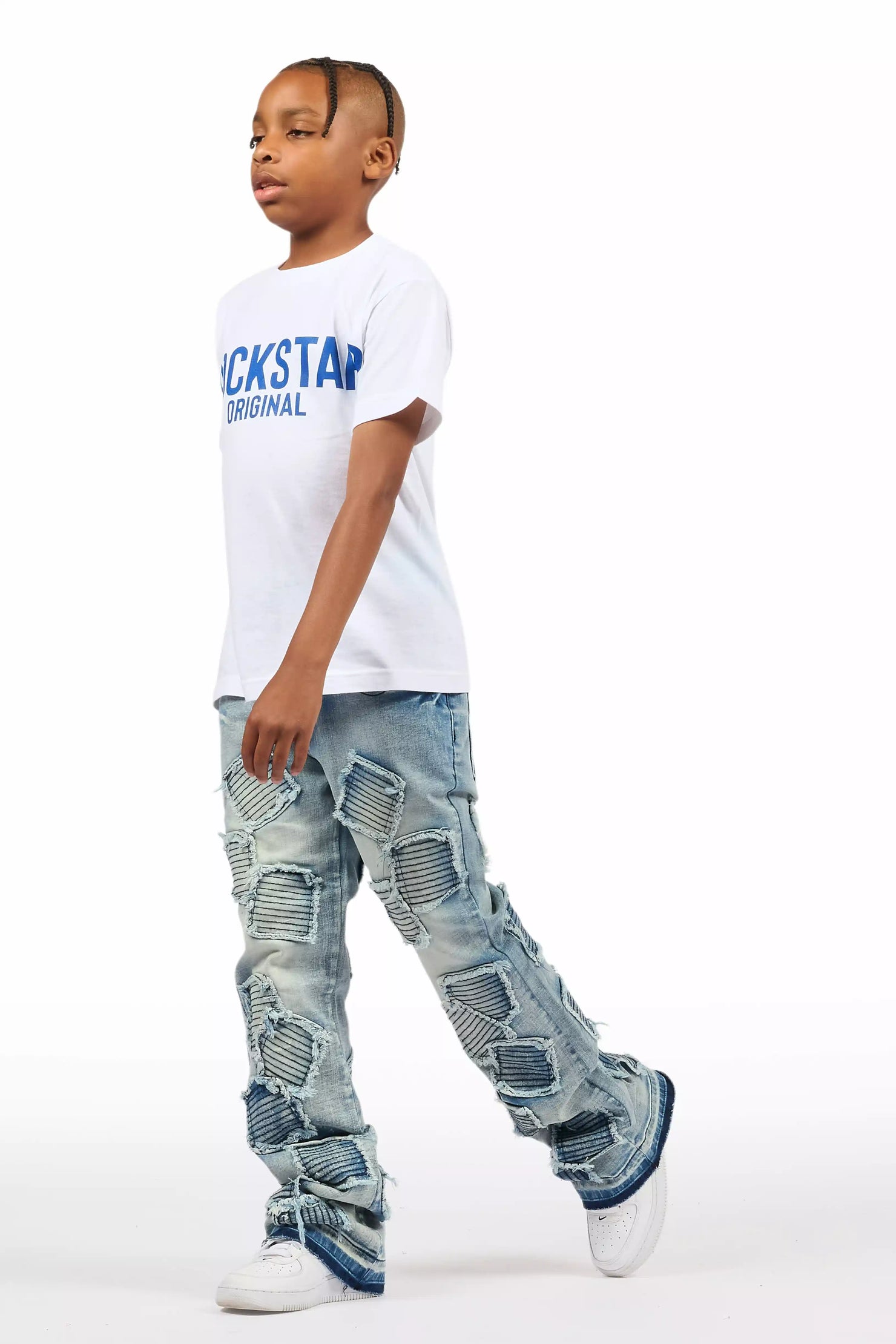 Boys Gawel Blue Stacked Flare Jean