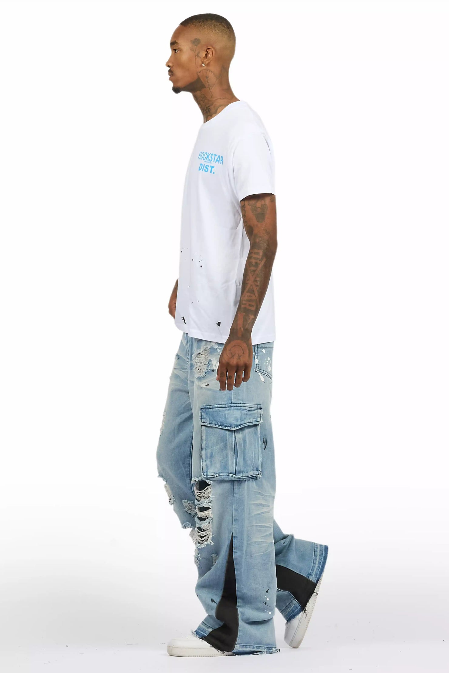 Lake White/Blue T-Shirt/Baggy Fit Jean Set