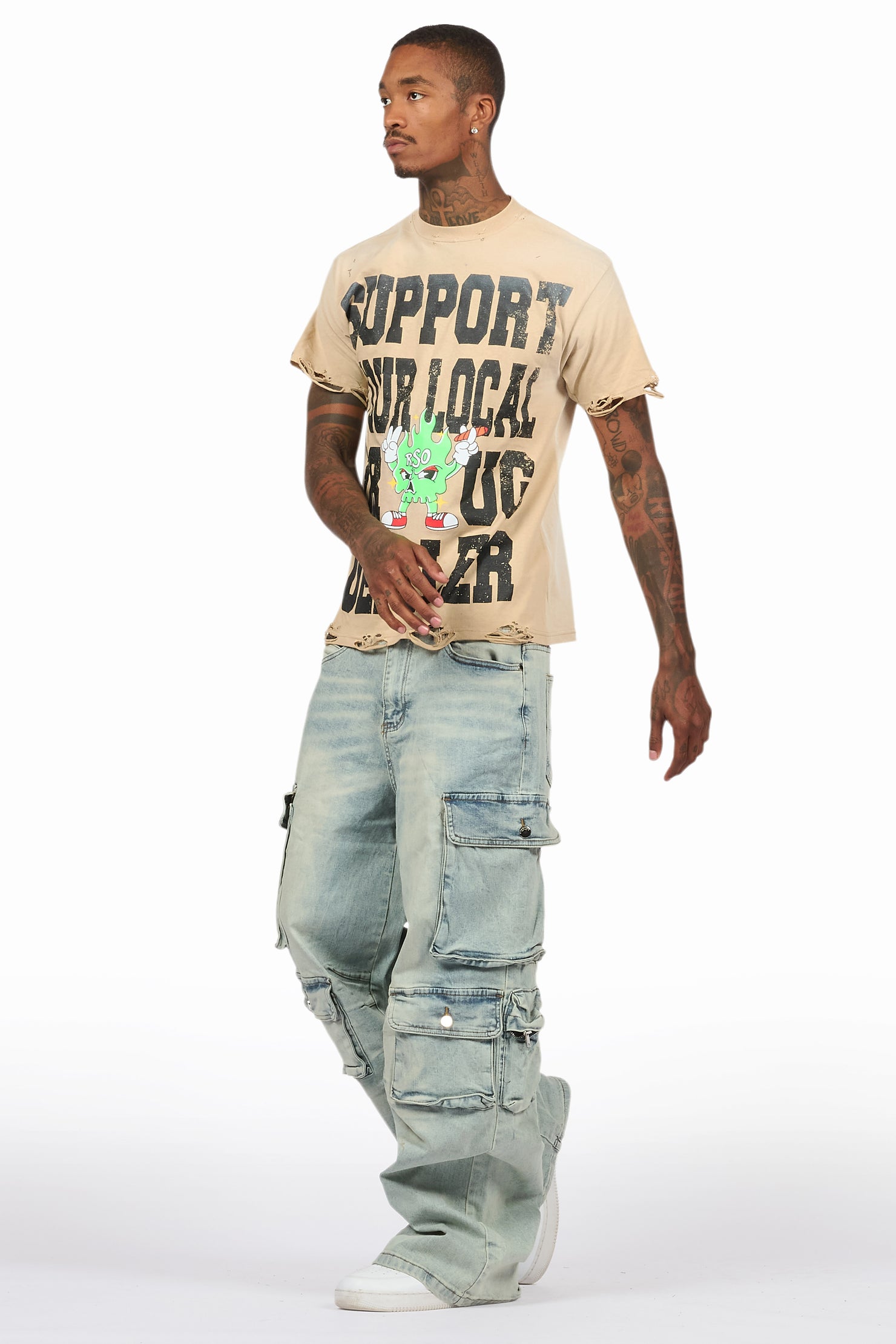 Tarl Beige/Blue T-Shirt/Baggy Fit Jean Bundle