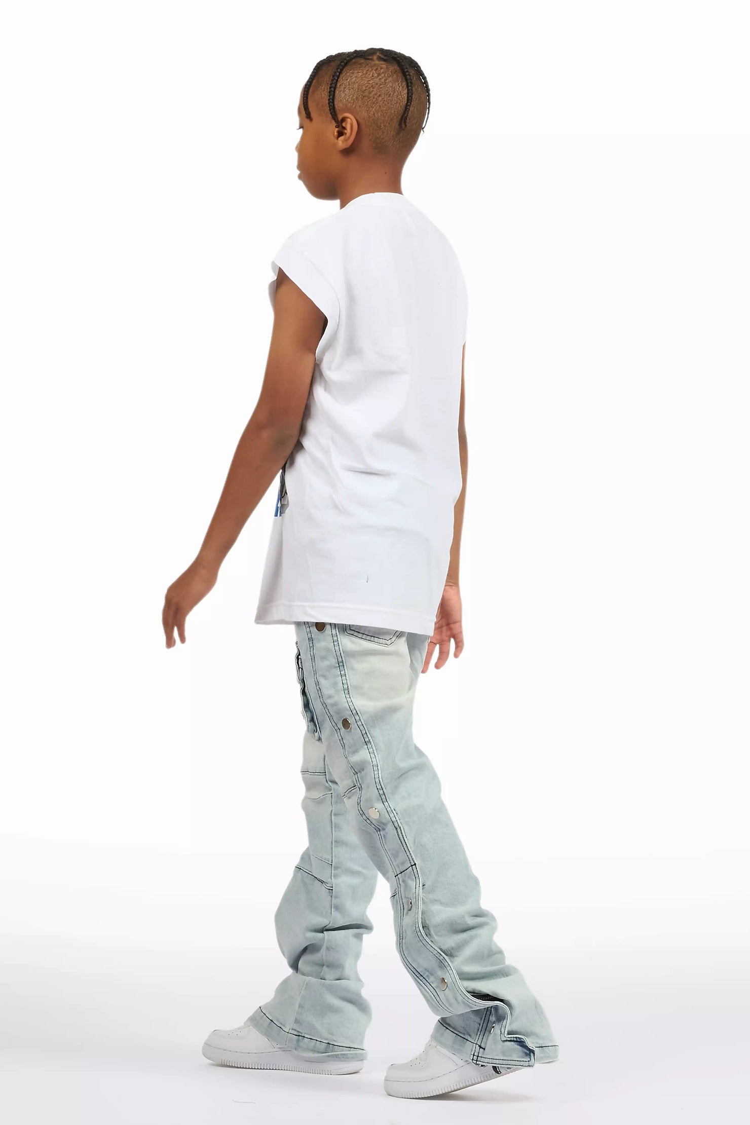 Boys Yuri Blue Baggy Fit Cargo Jean