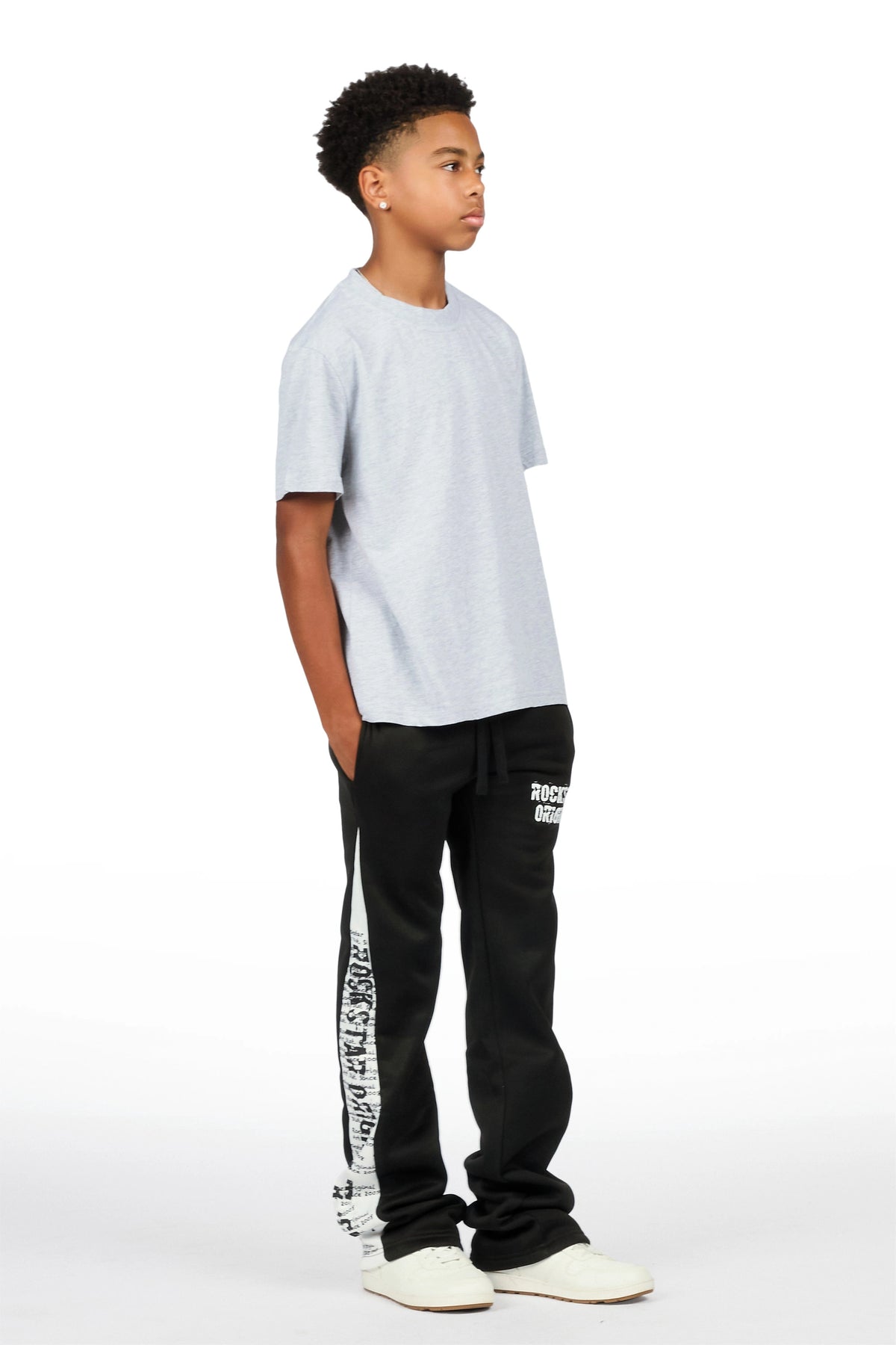 Boys Bes Black Double Waisted Super Baggy Track Pant