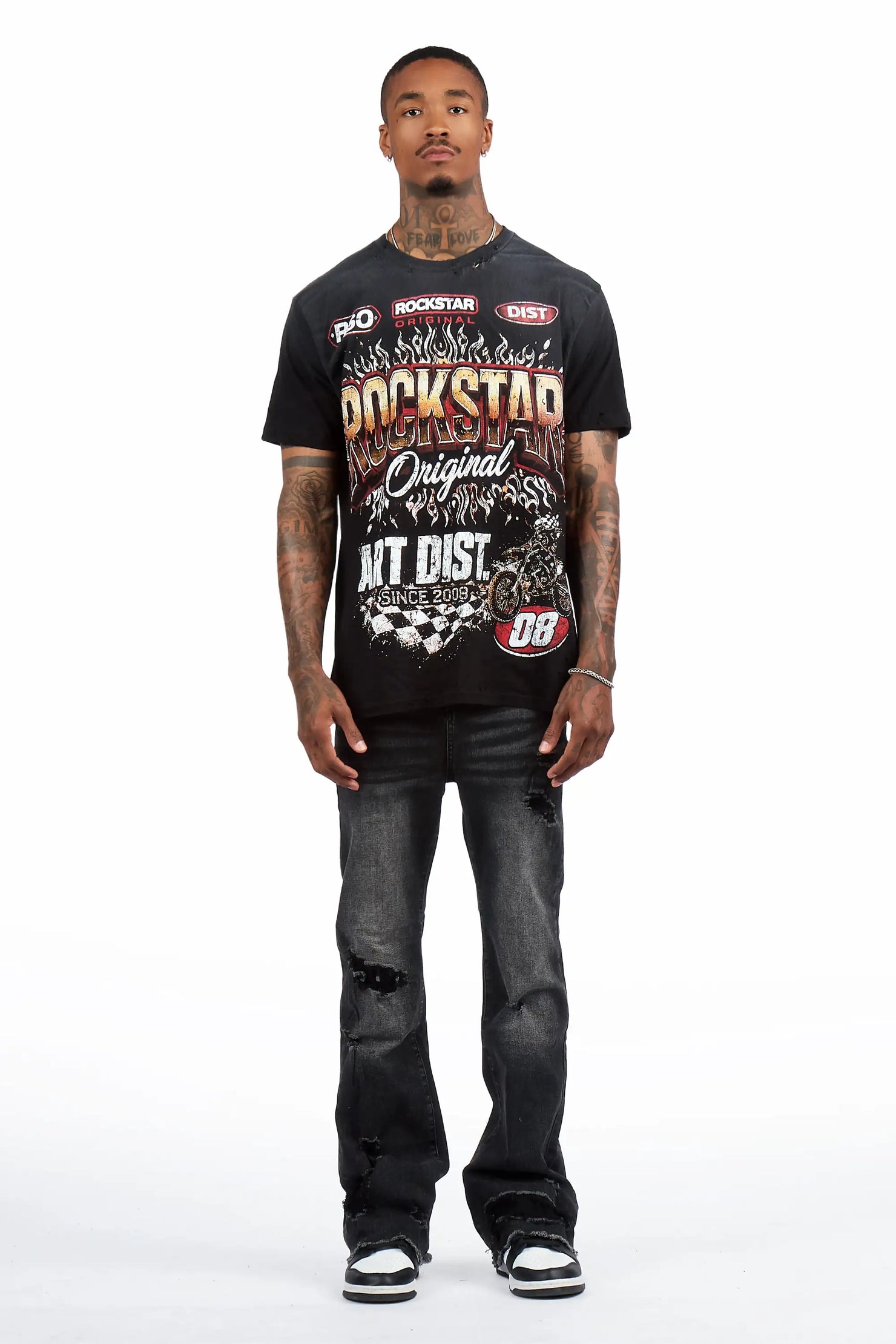 Brisbo Black Relaxed Stacked Flare Jean