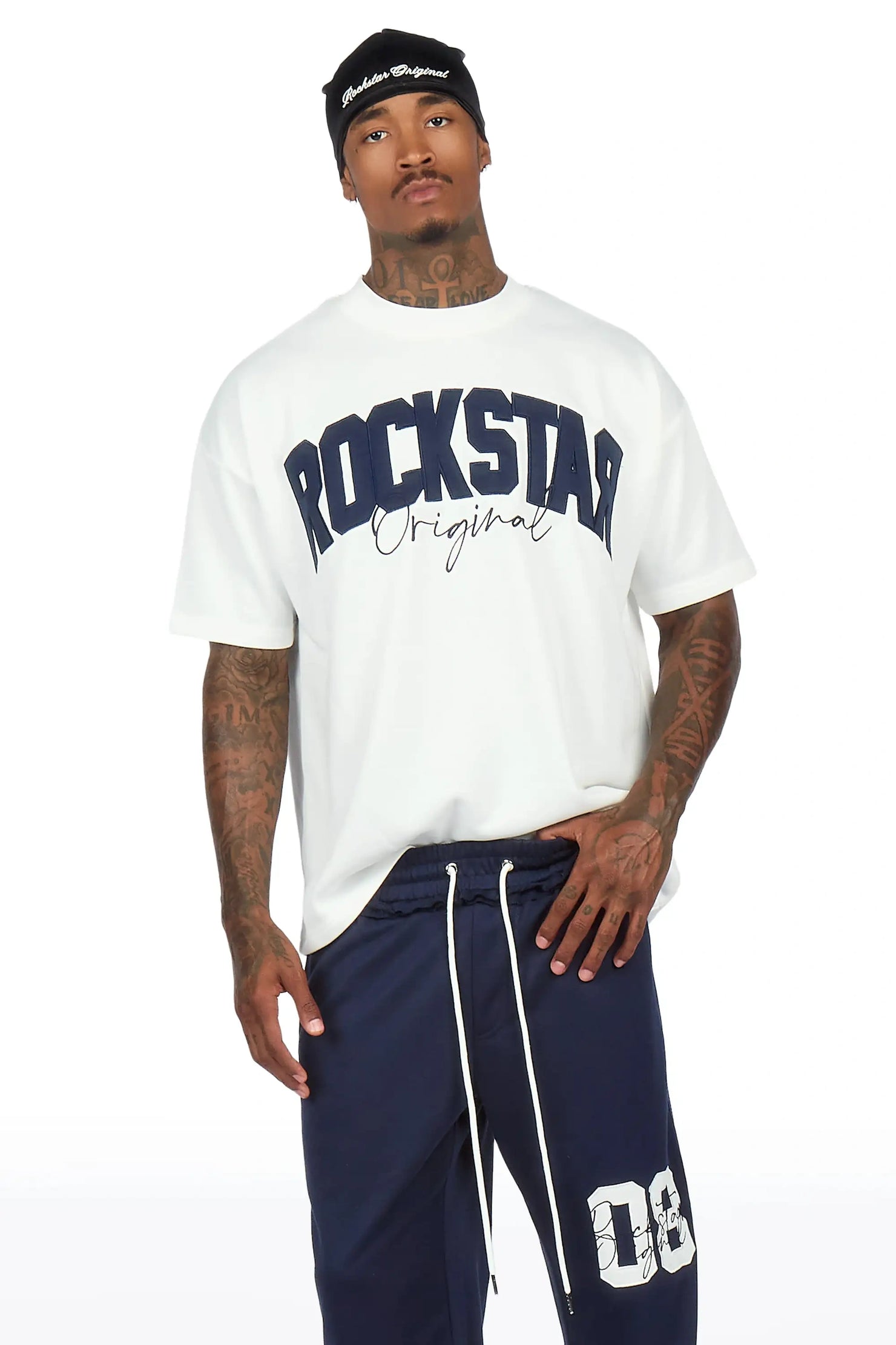 Zymir Blue French Terry Chenille Tee/ French Terry Relaxed Track Set
