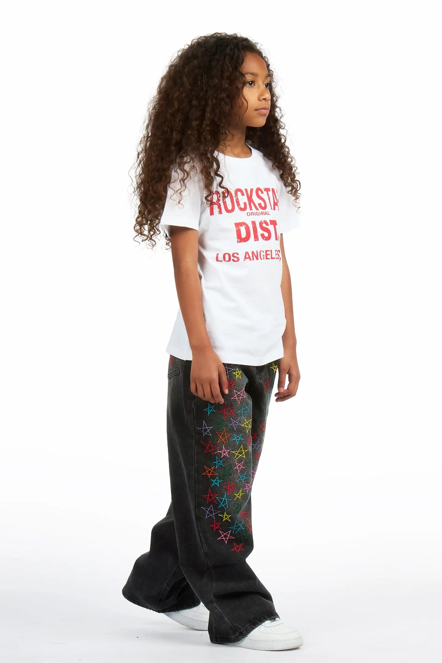 Girls Levie Washed Black Baggy Fit Jean