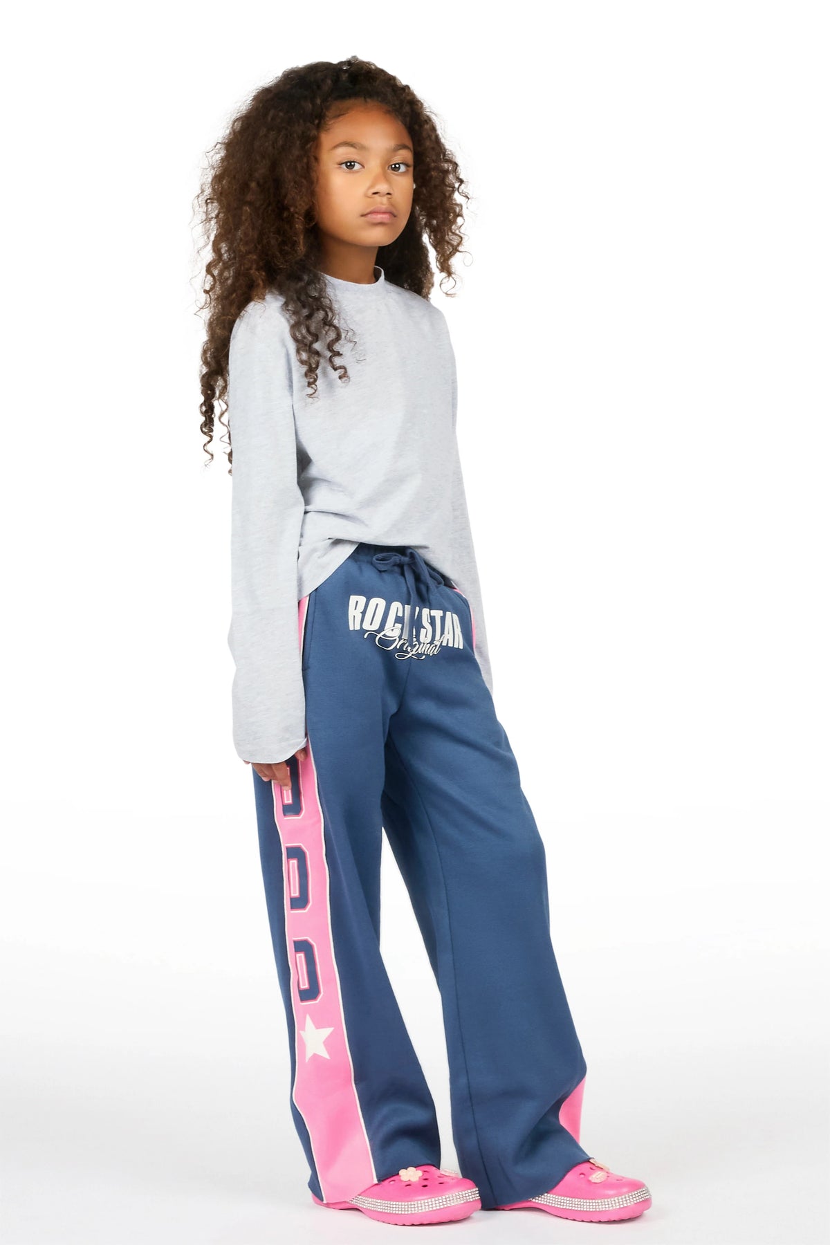 Girls Airelle Navy/Pink Baggy Track Pant