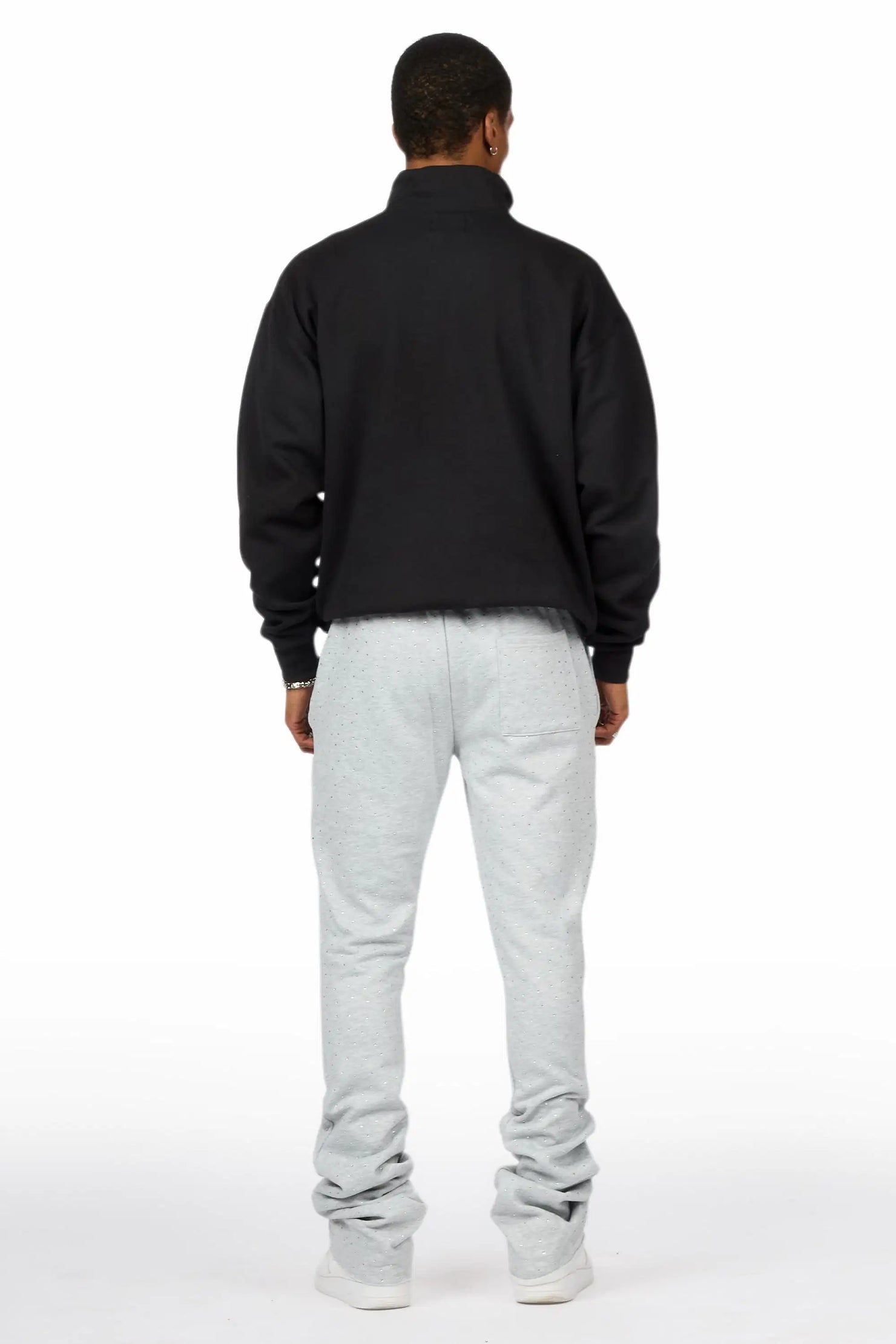 Alpine Rhinestone Heather Grey Stacked Flare Pant