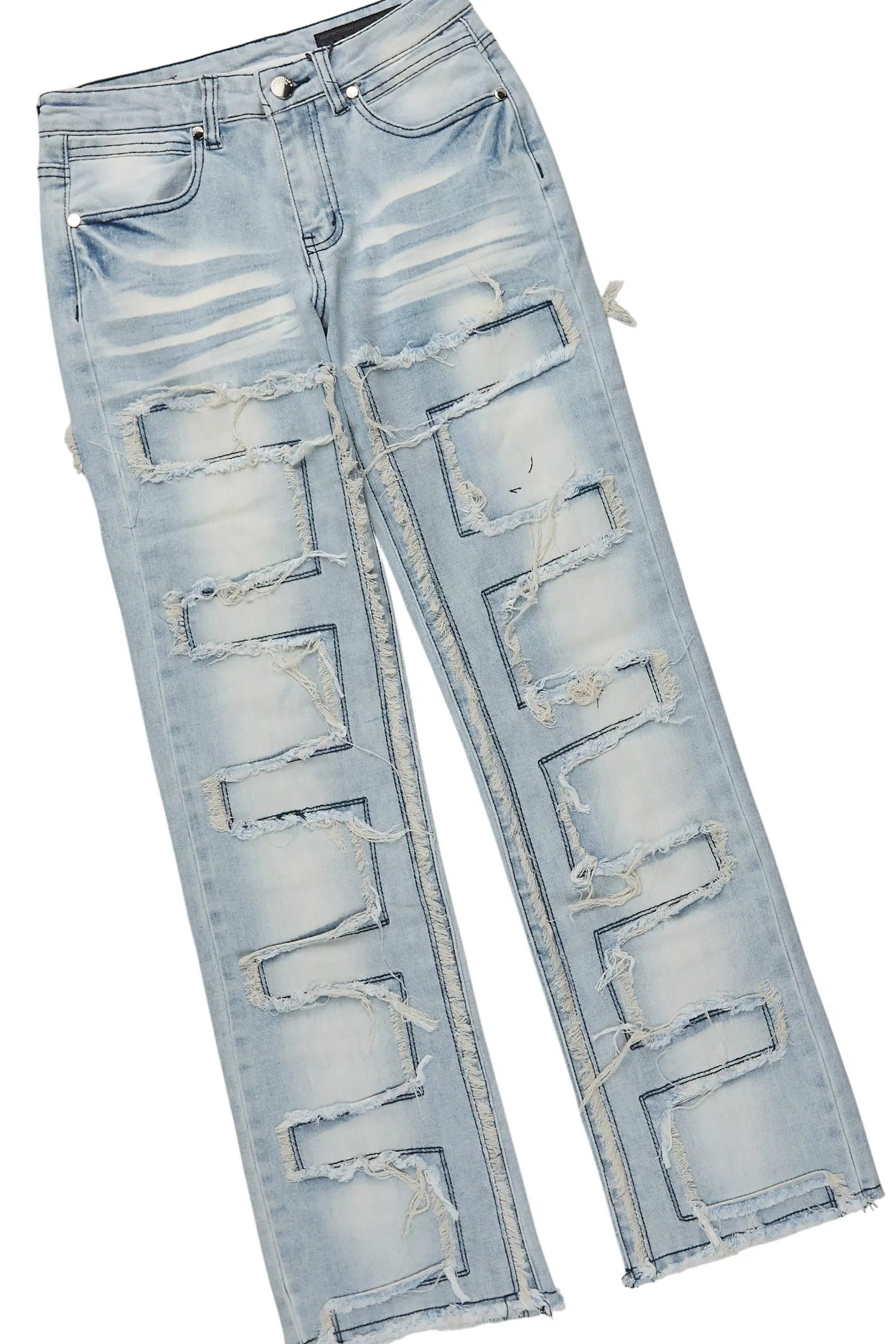 Boys Smitty Grey Hoodie & Shake Blue Stacked Flare Cargo Jean Set