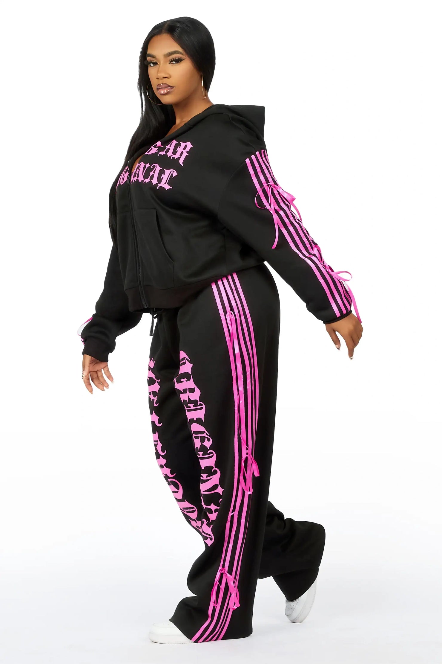 Kettisha Black Lace Up Baggy Track Set