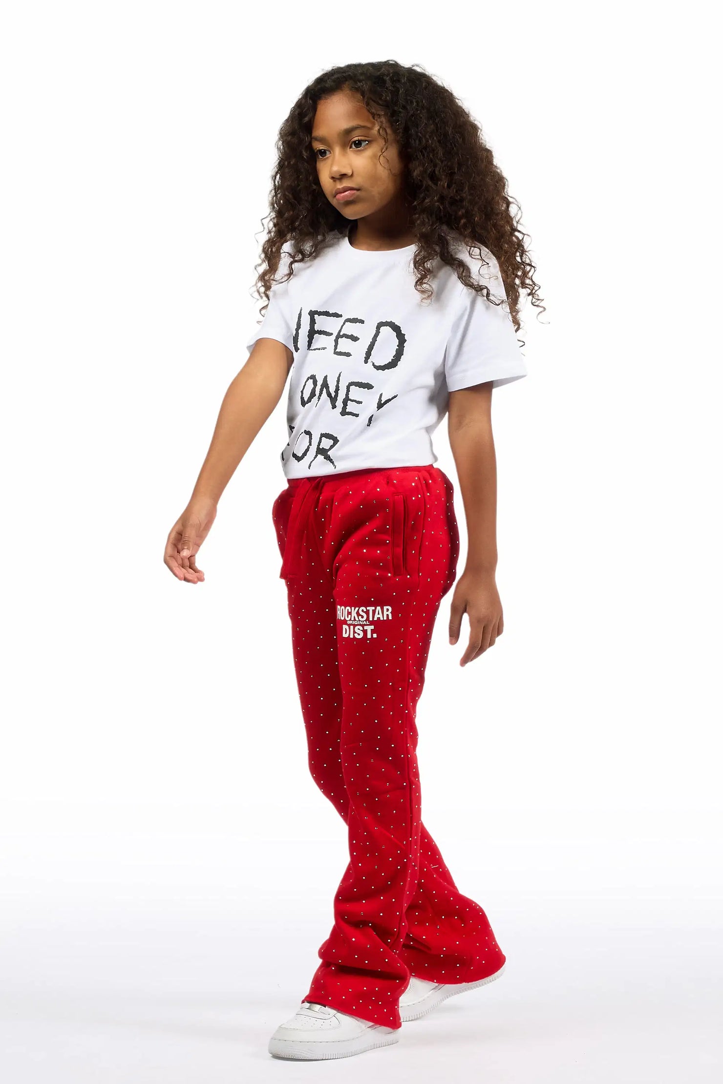 Girls Juliana Rhinestone Red Track Pant