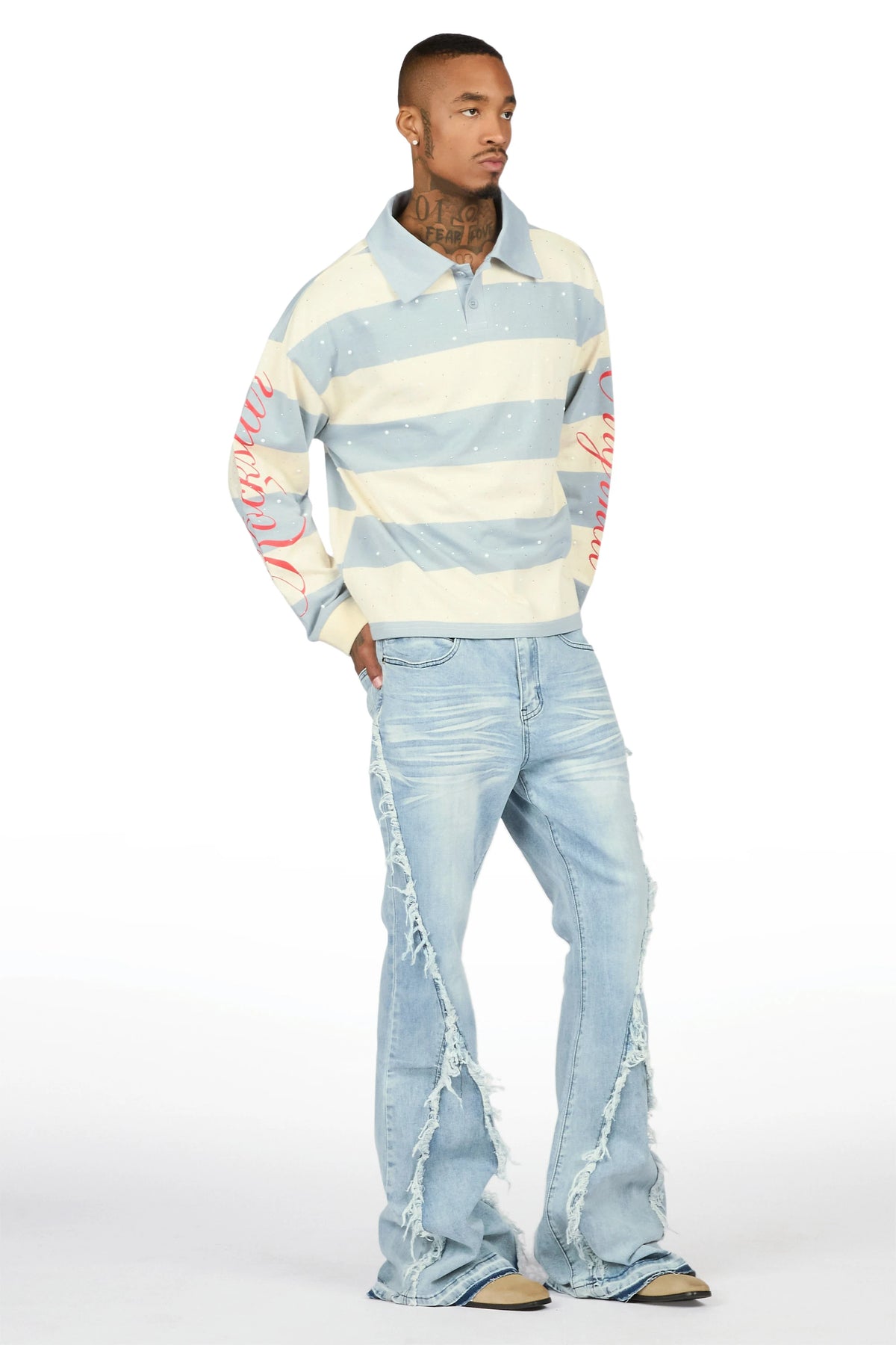 Vane Light Blue Stacked Super Flare Jean