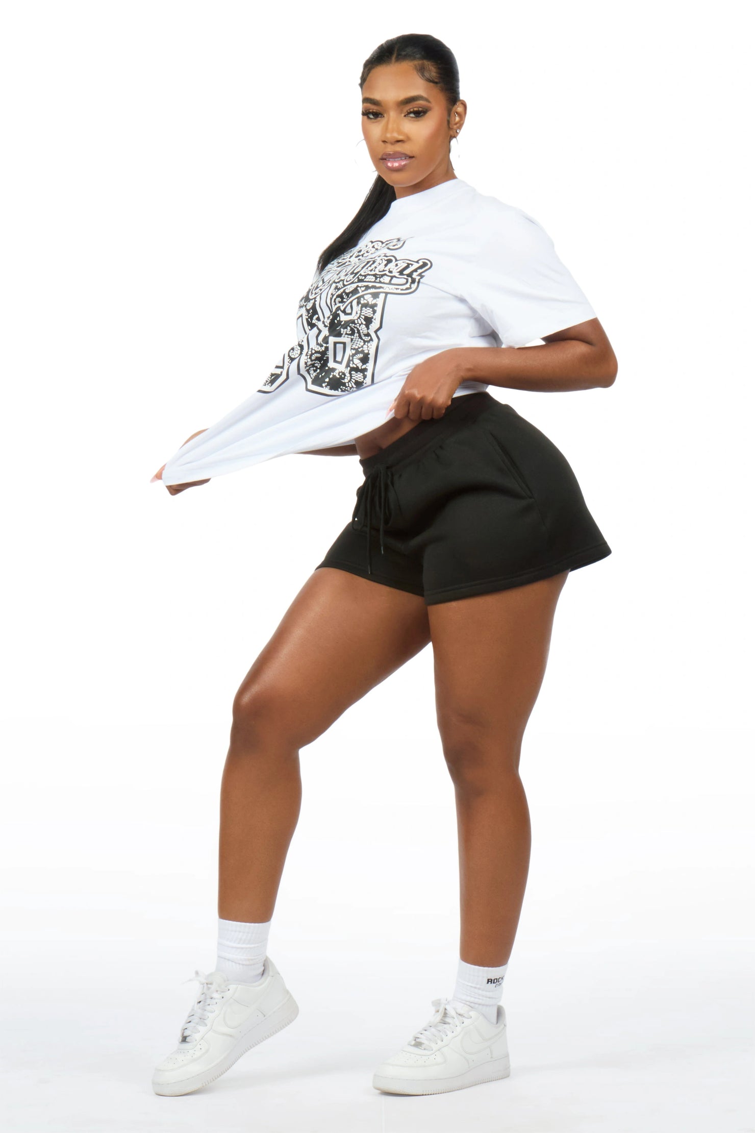 Alisa White/ Black T-Shirt Short Set
