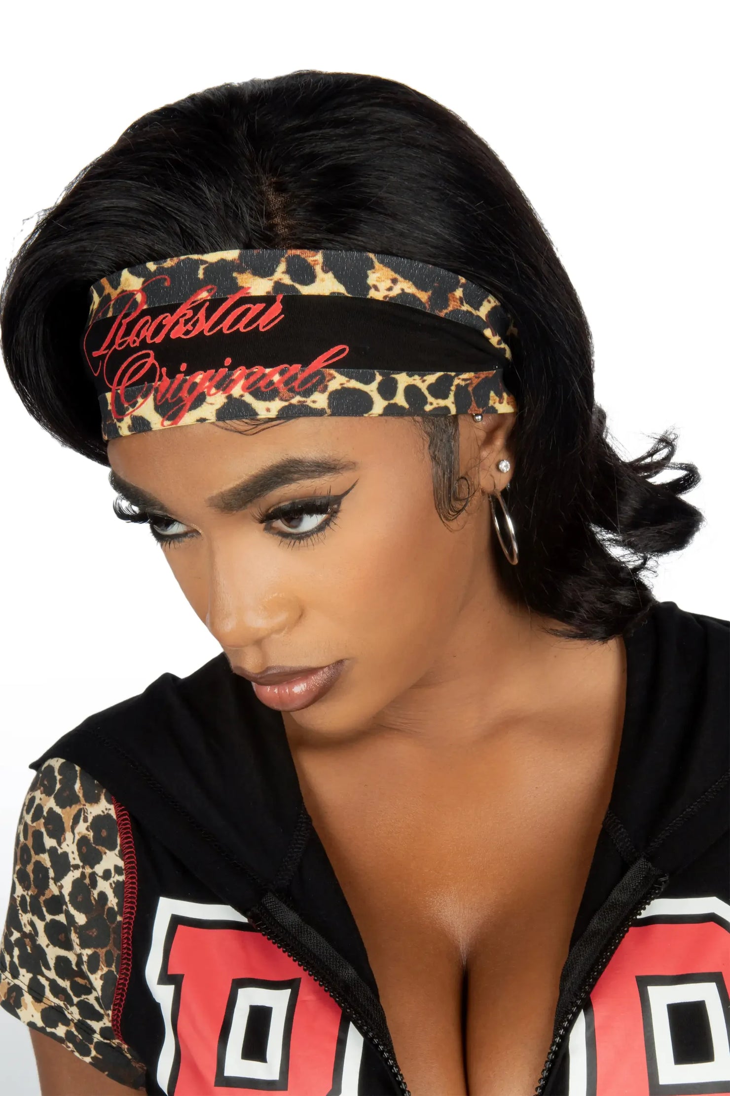Kateya Black/Cheetah Printed Headband