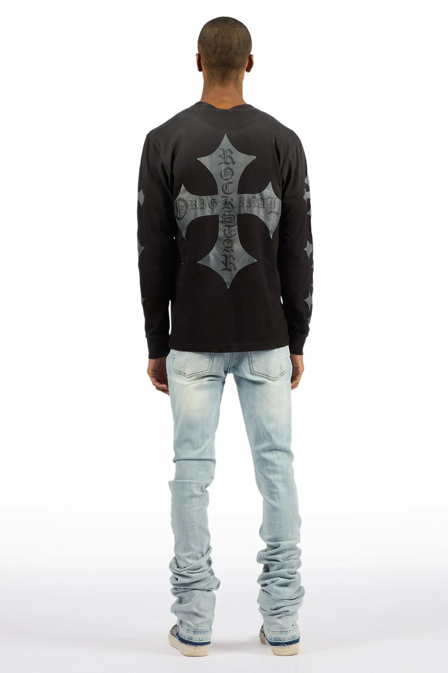 Olivier Stellan Blue Super Stacked Flare Jean