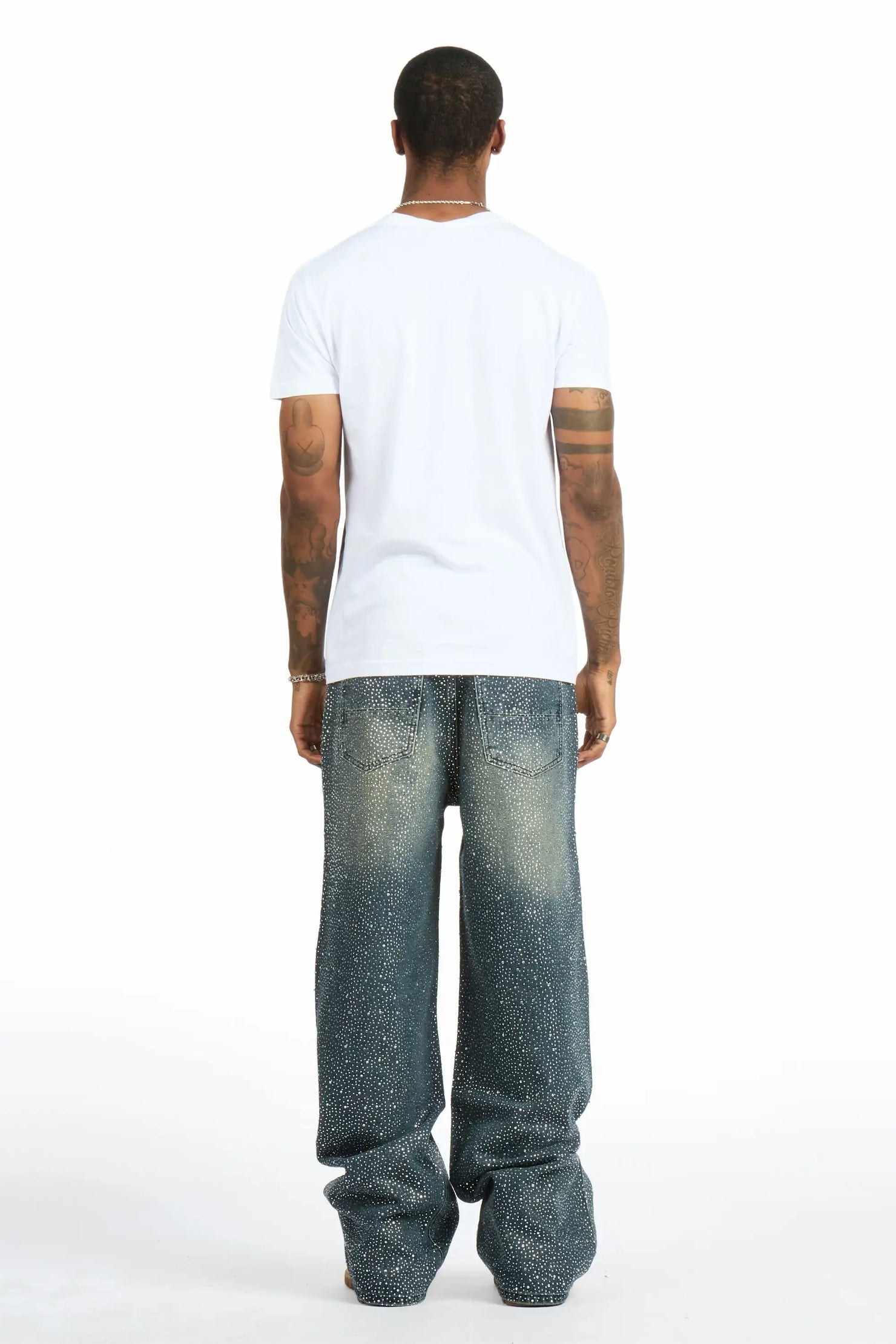 Hendrix Dark Blue Rhinestone Baggy Fit Jean