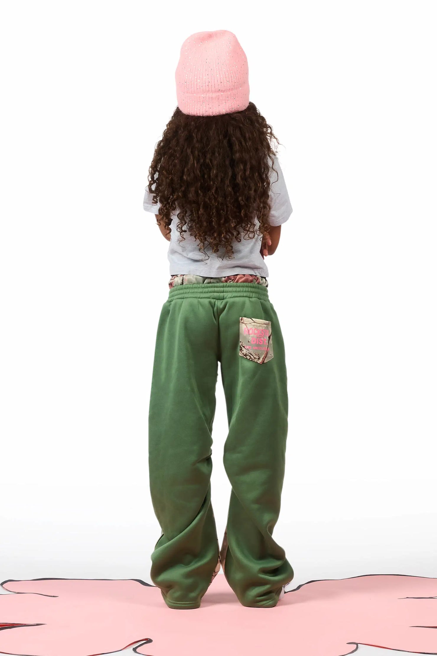 Girls Canaan Camo Double Waisted Baggy Track Pant