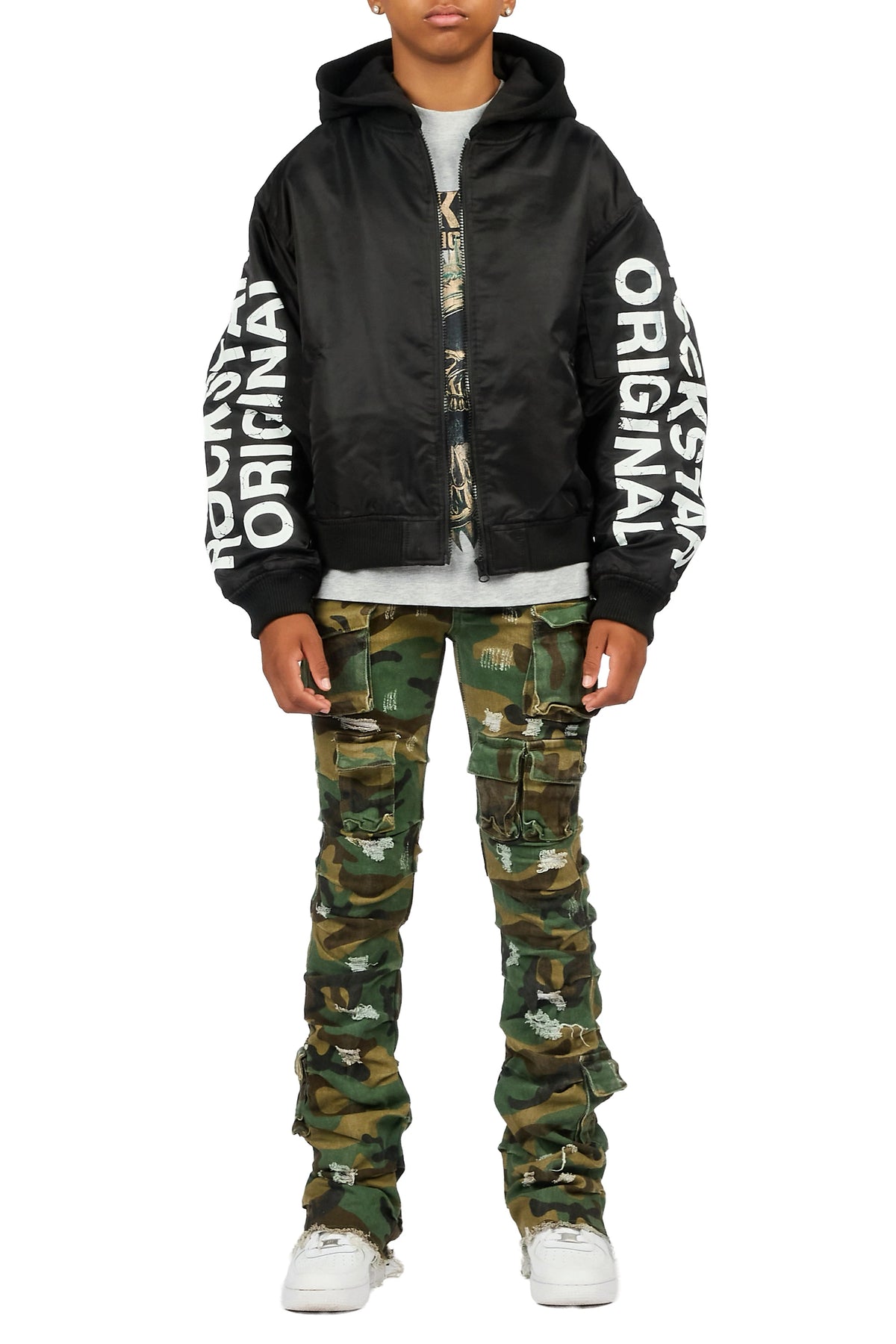 Boys Gentry Camo Stacked Flare Jean