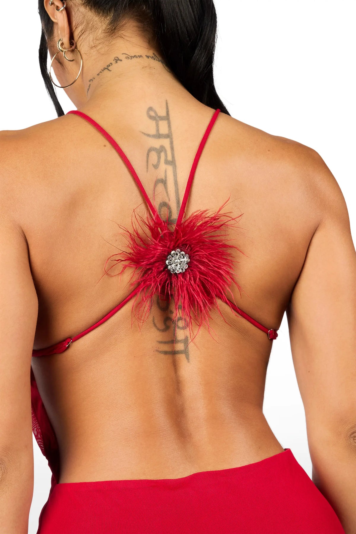 Poof Back Red Detail Mini Dress