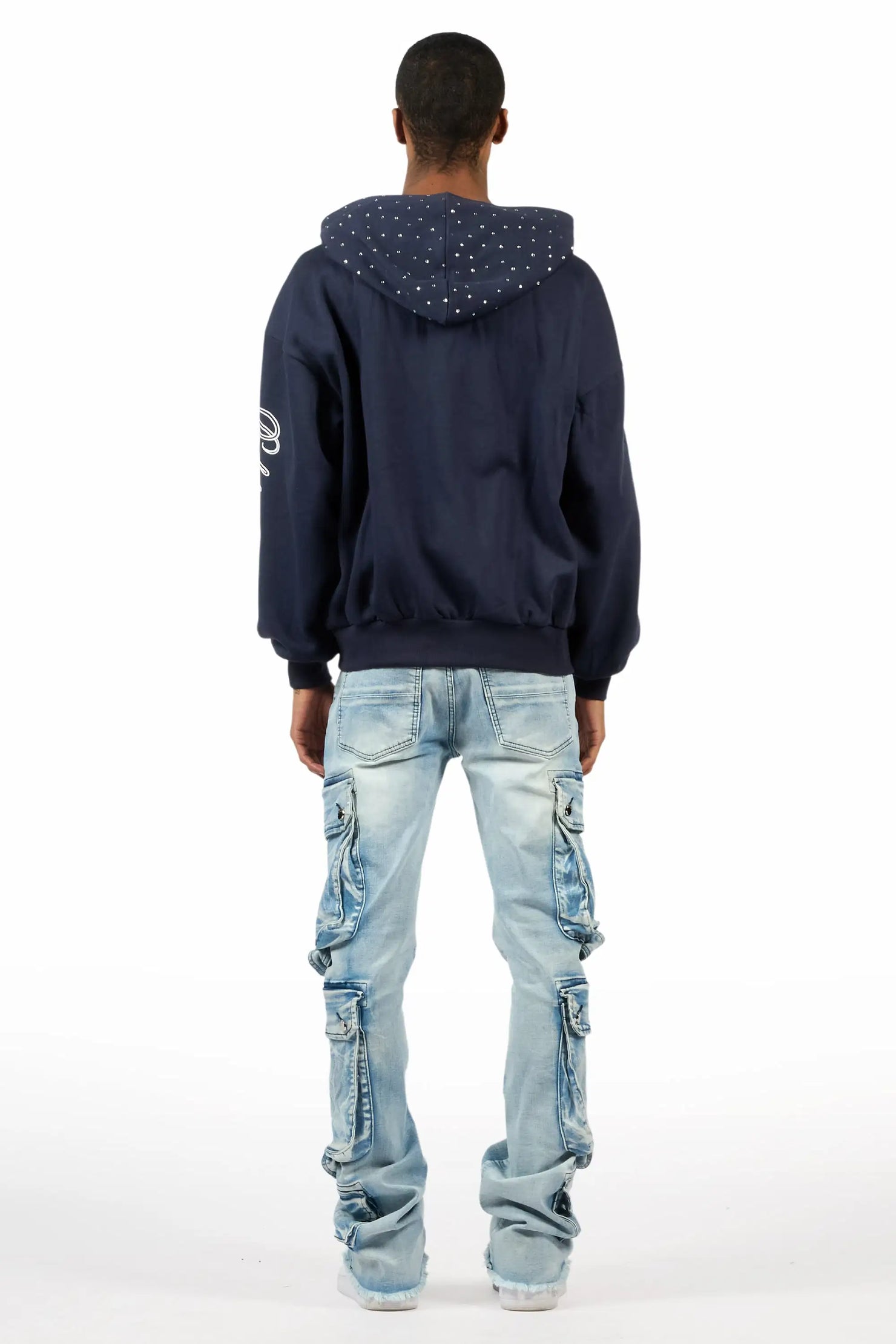 Cloudy Light Blue Stacked Flare Jean