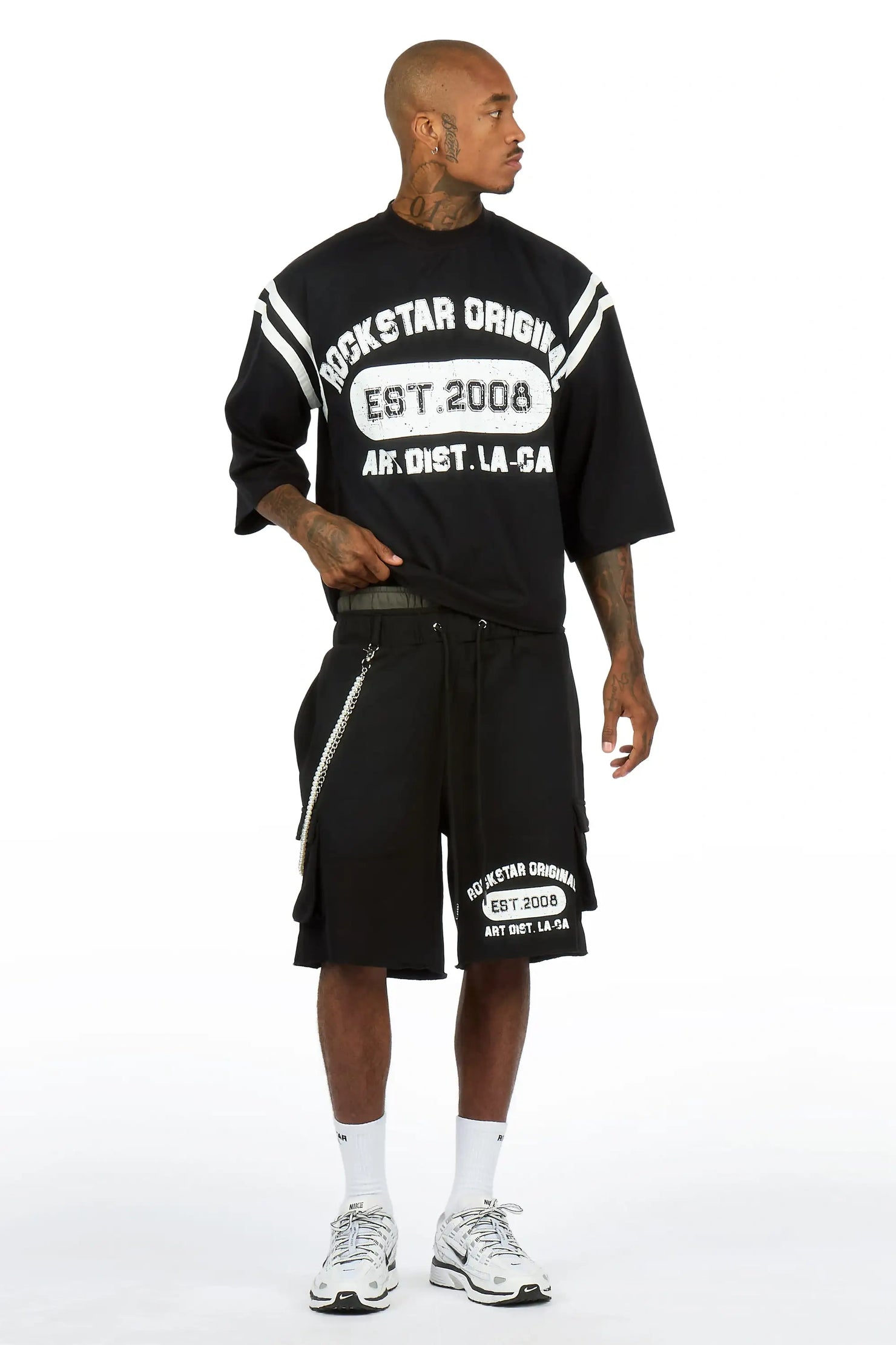 Alexander Black T-Shirt/ Double Waisted Short Set
