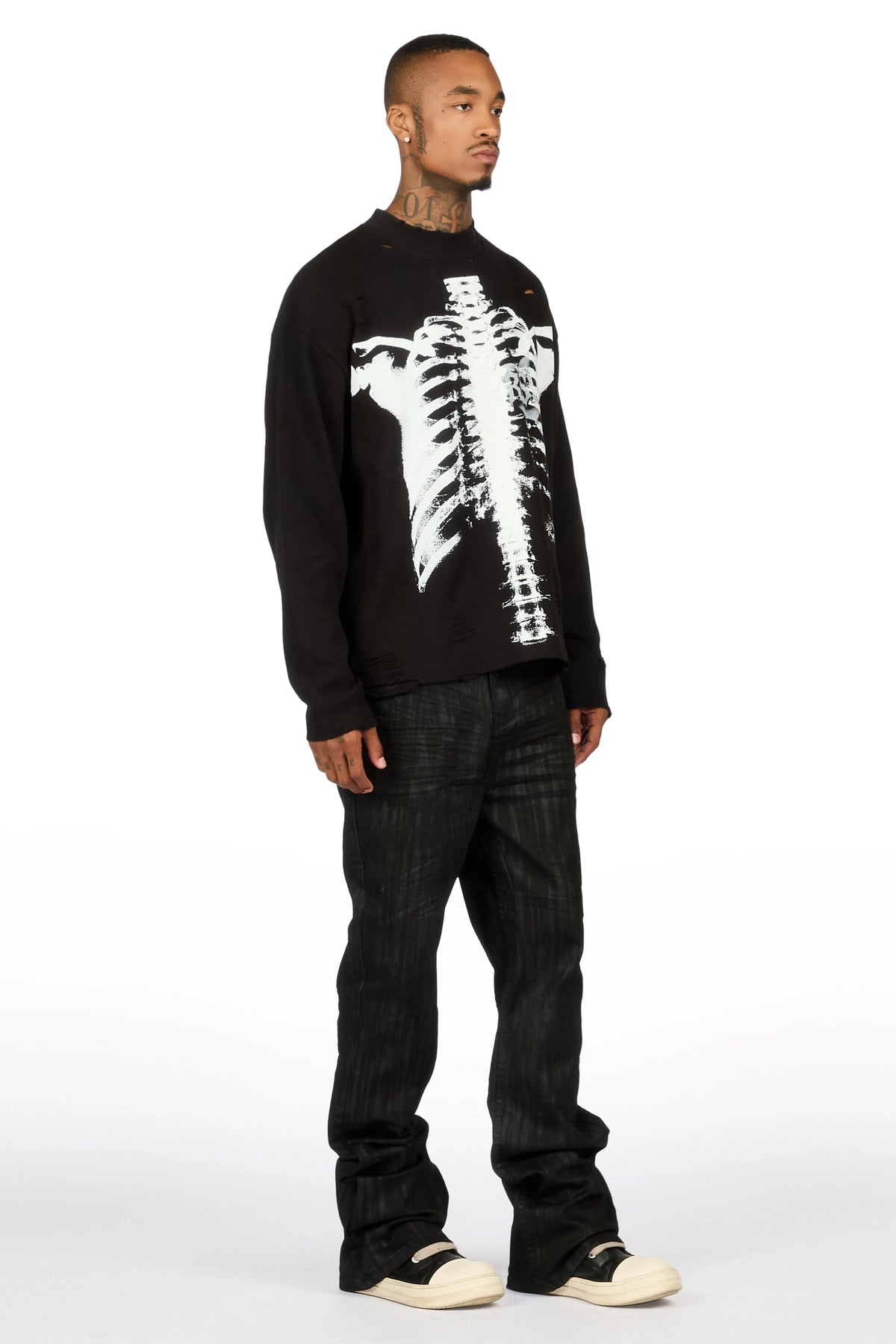 Atreus Black Drop Crotch Flare Jean