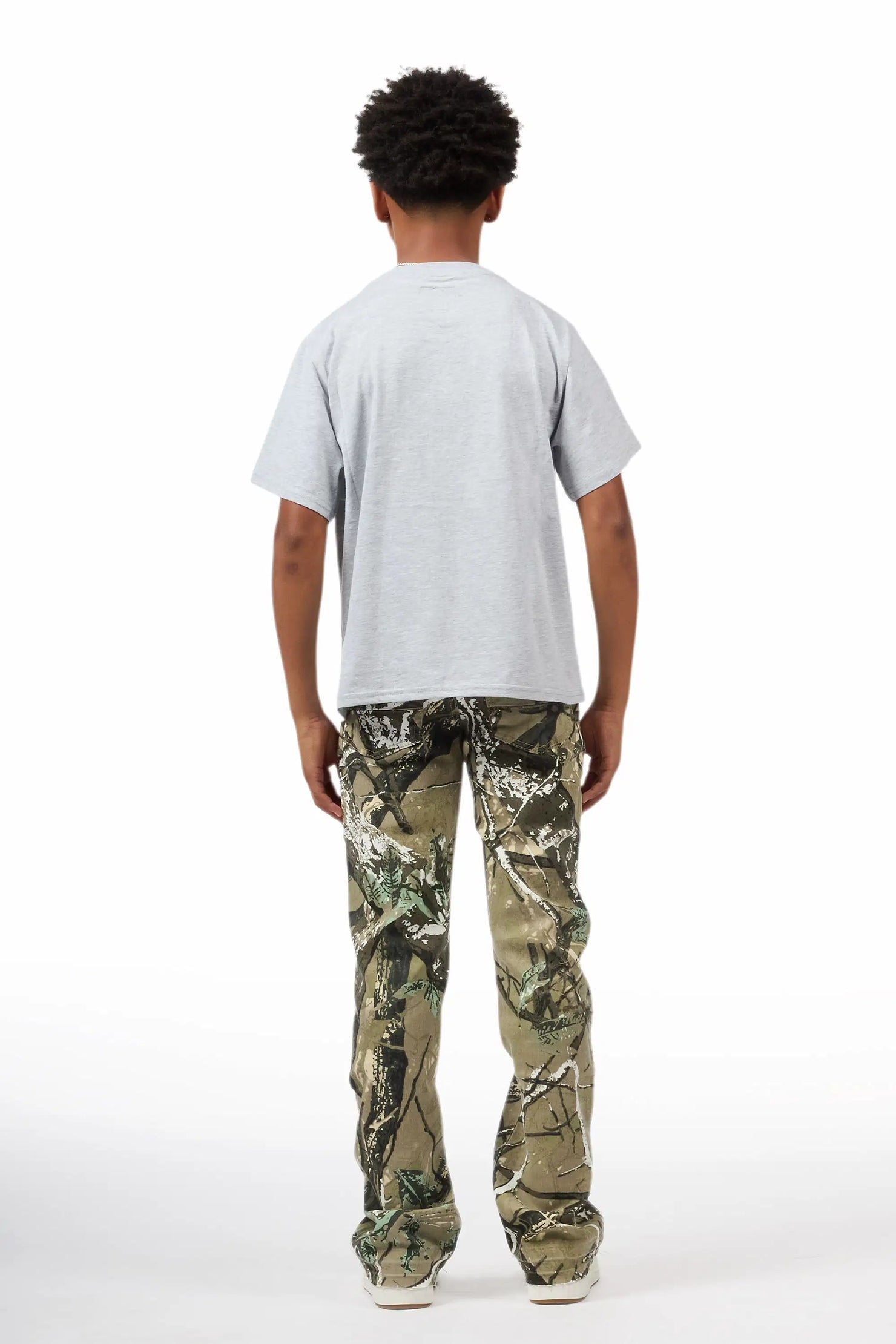 Boys Khen Tree Camo Pearl Stacked Flare Jean
