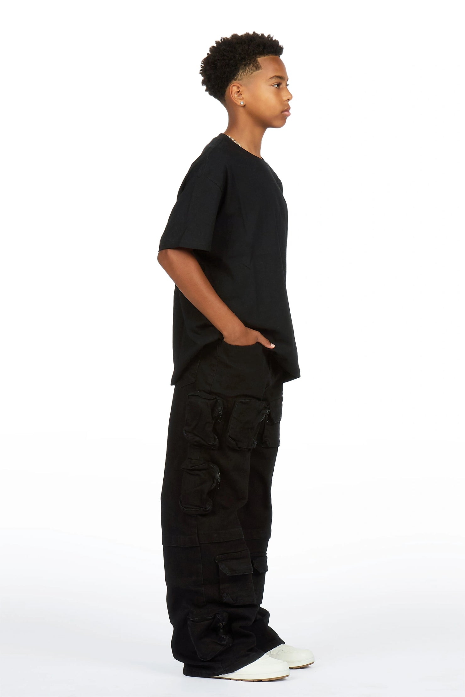 Boys Pocketeer Black Baggy Fit Cargo Jean