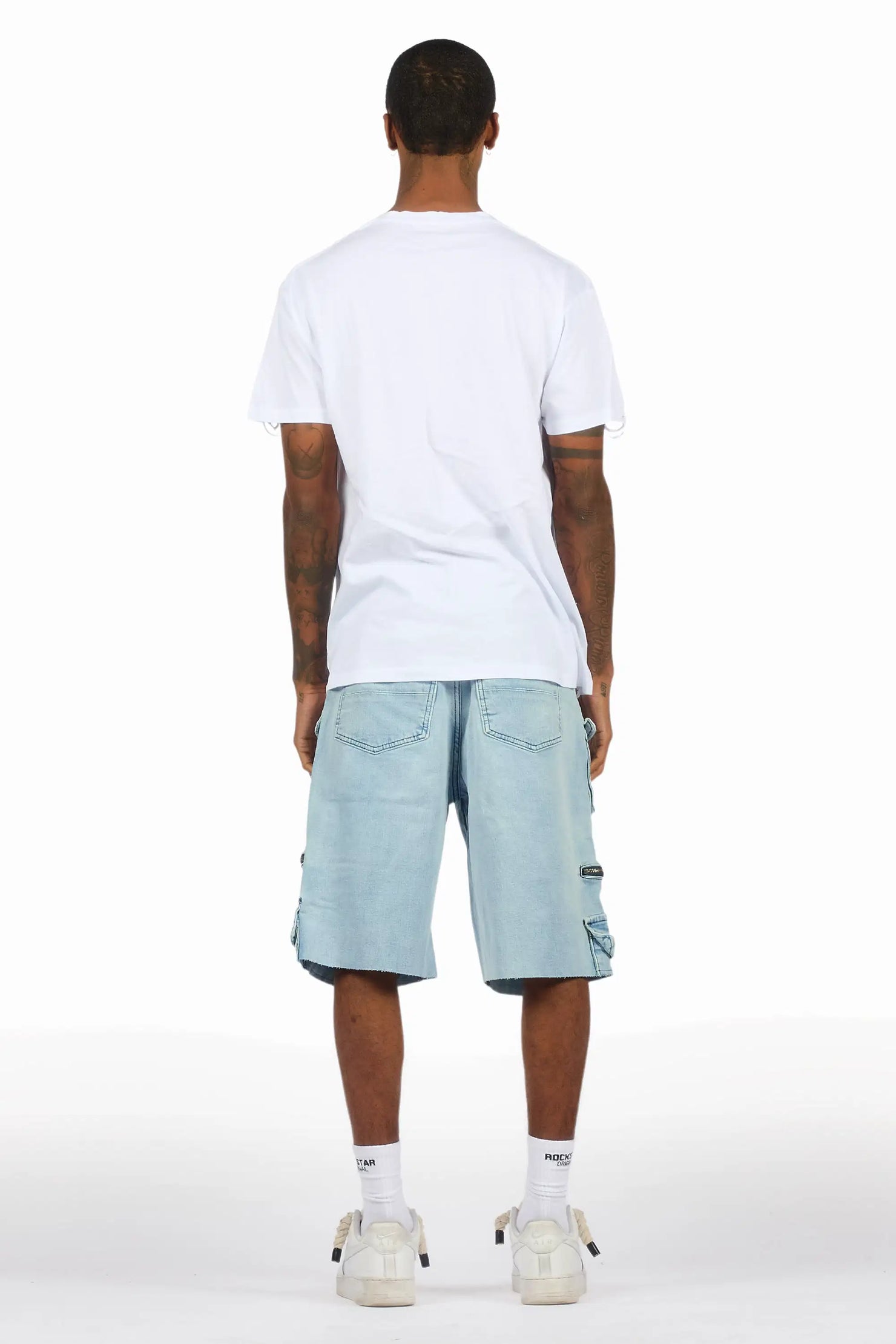 Beno White/Blue T-Shirt/Denim Short Set