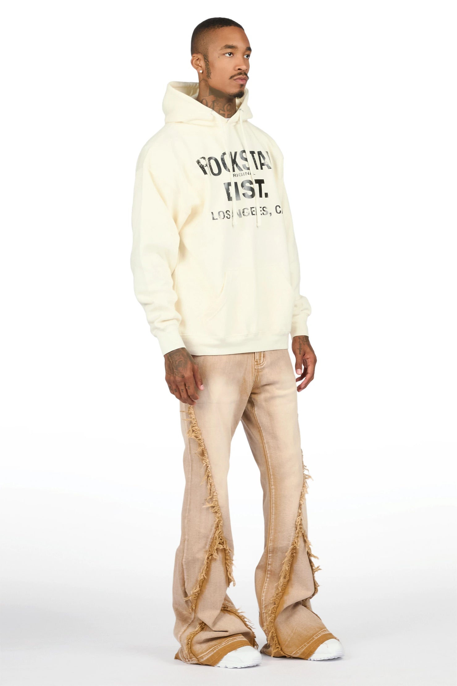 Vane Beige Stacked Super Flare Jean