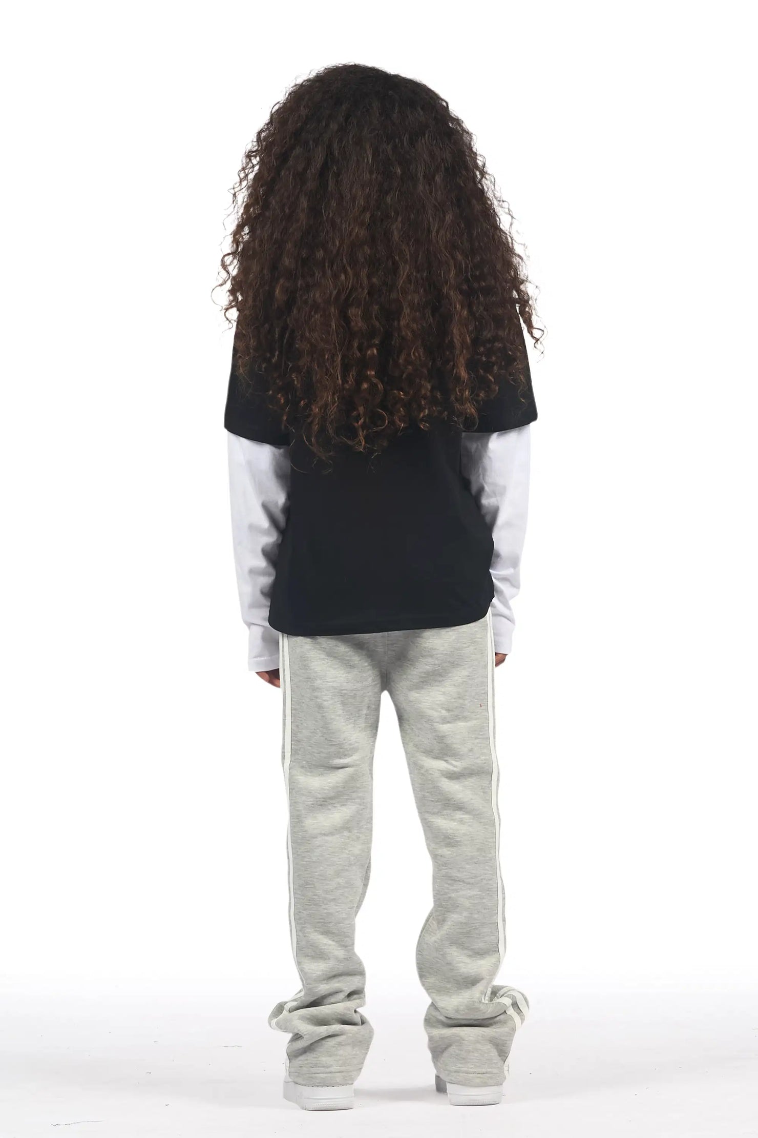 Girls Gerrit Grey Stacked Baggy Track Pant