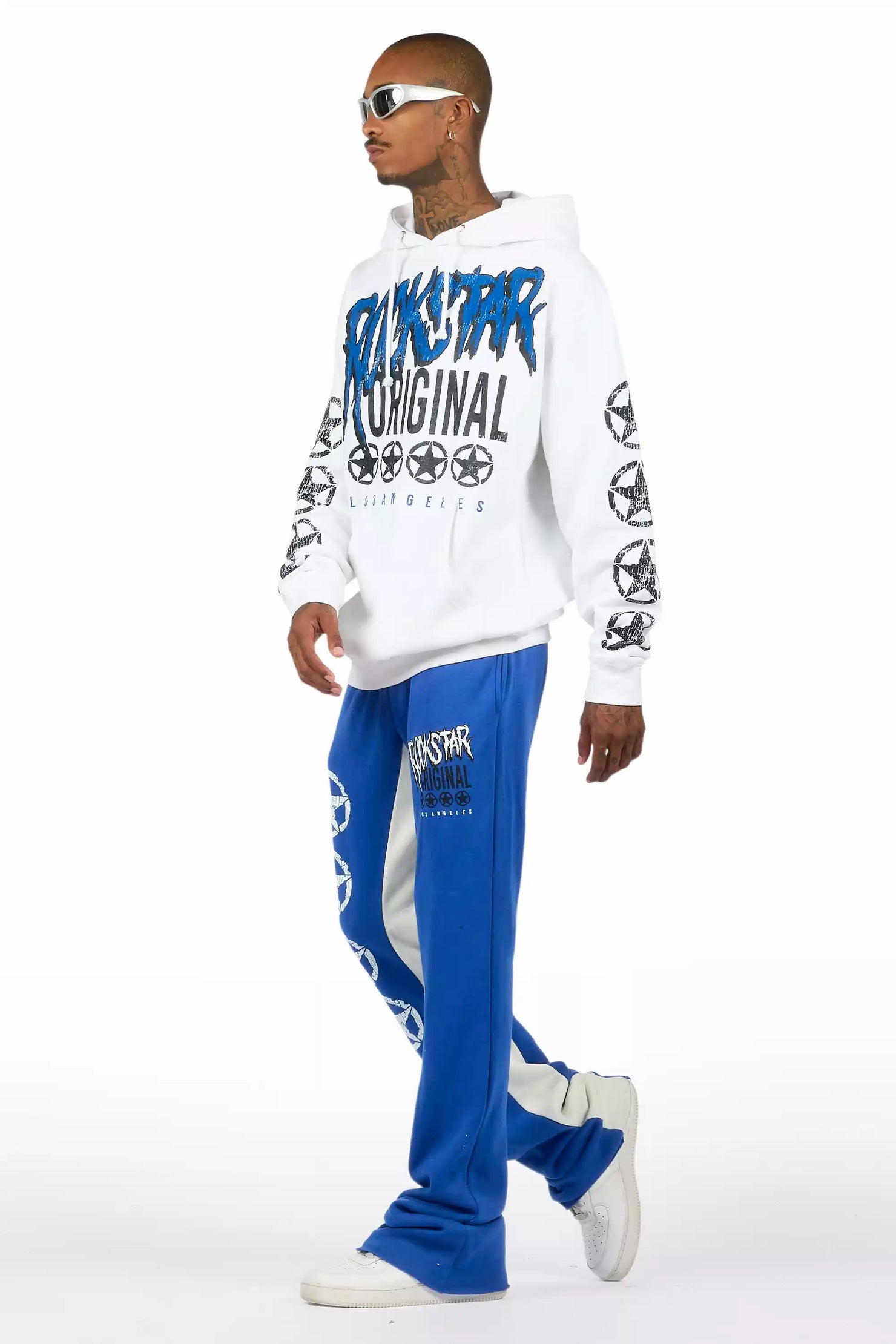 Wizzurd White/Royal Blue Hoodie Stacked Track Set