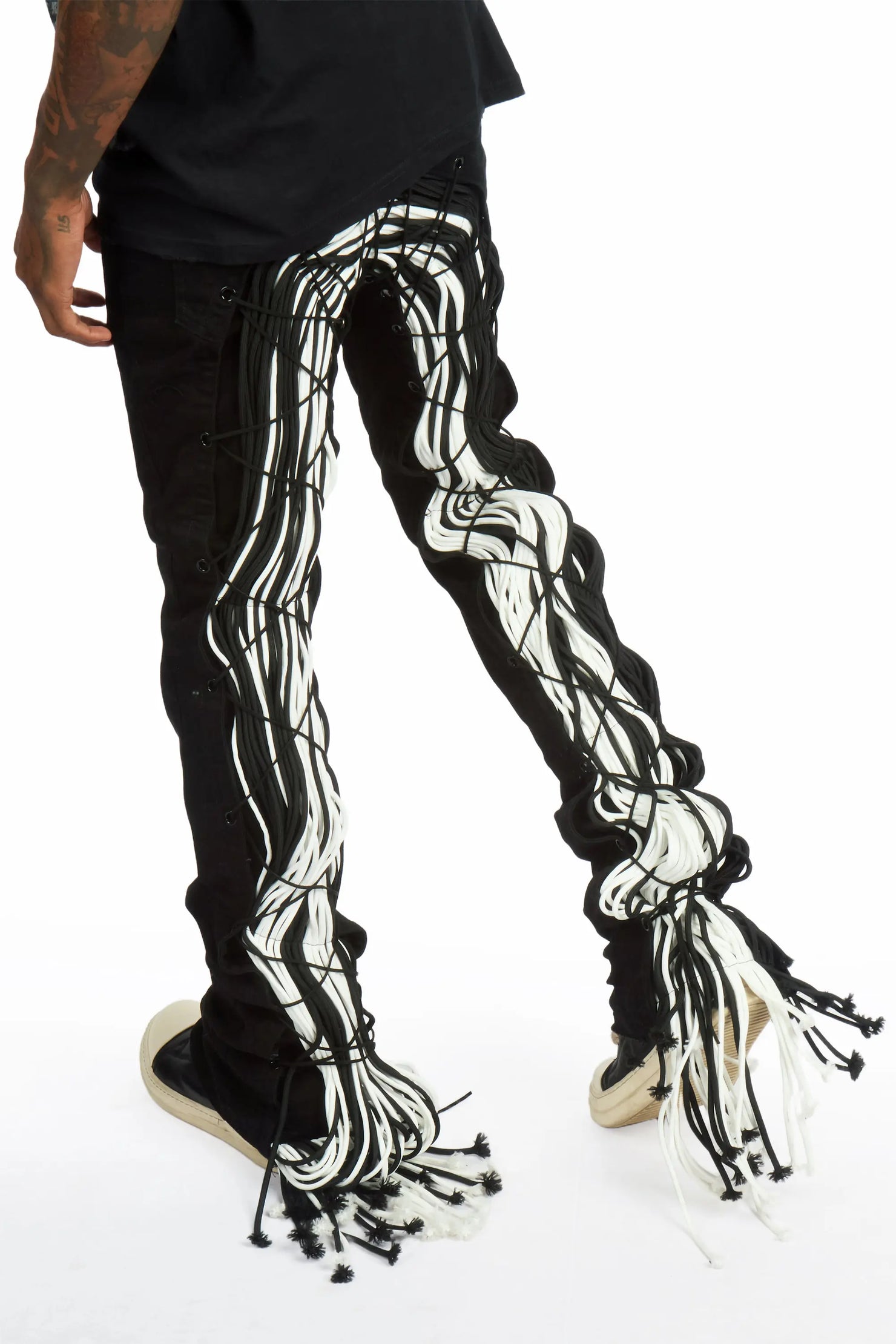 Kyvaris Black/White Oversized Graphic T-Shirt & Otto Stacked Flare Jean Set