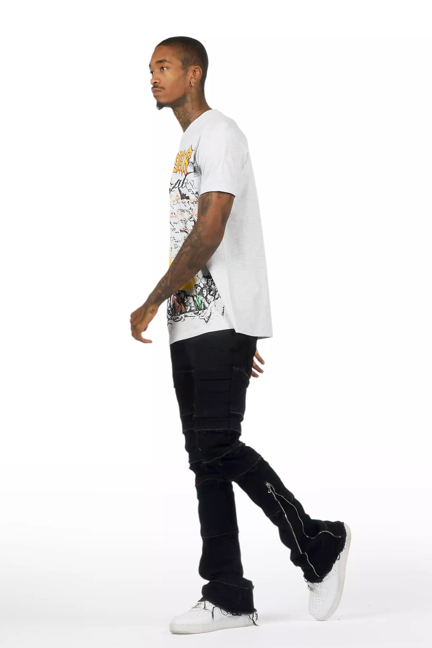 Horado Jet Black Stacked Flare Jean