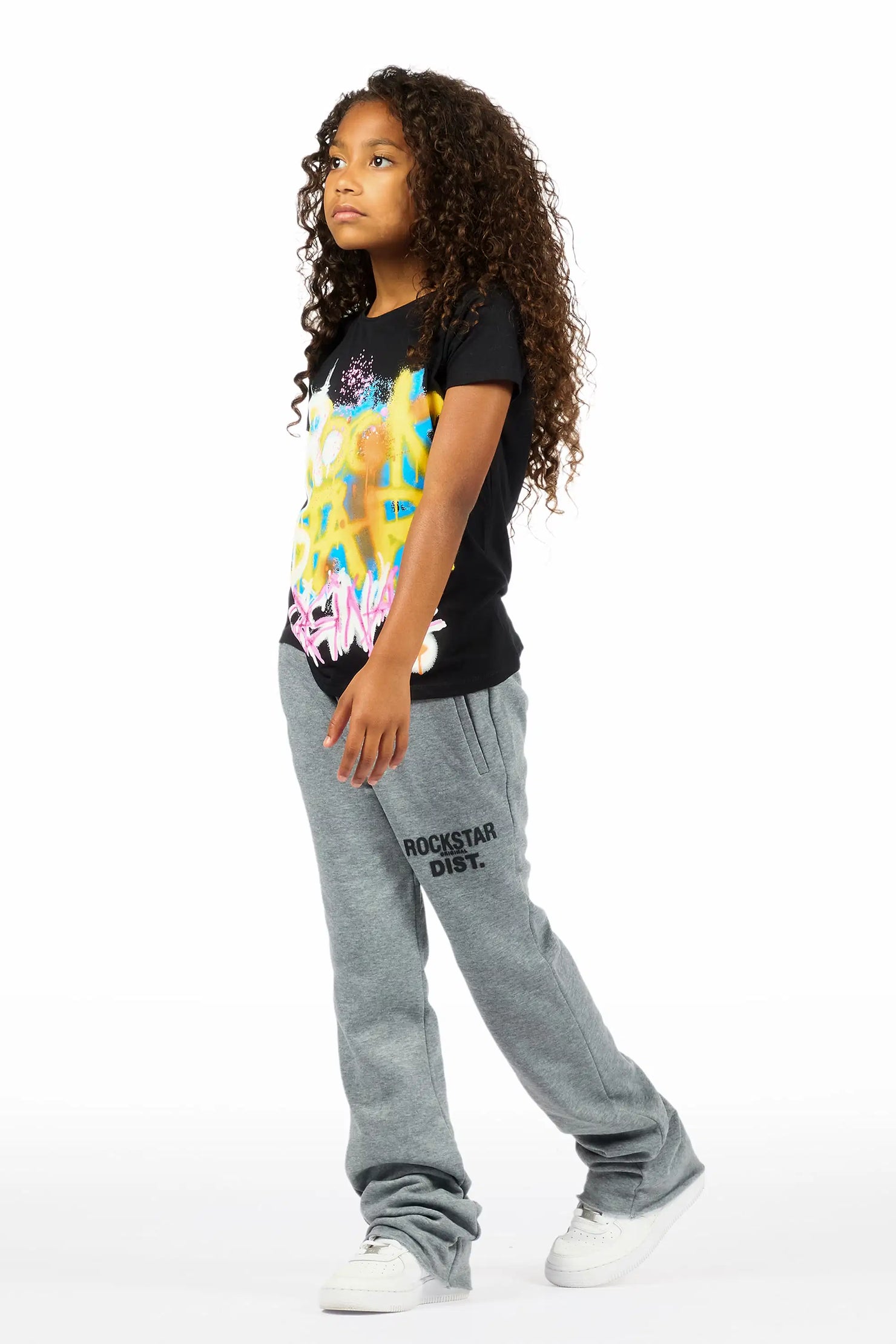 Girls Juliana Grey Stacked Flare Pant